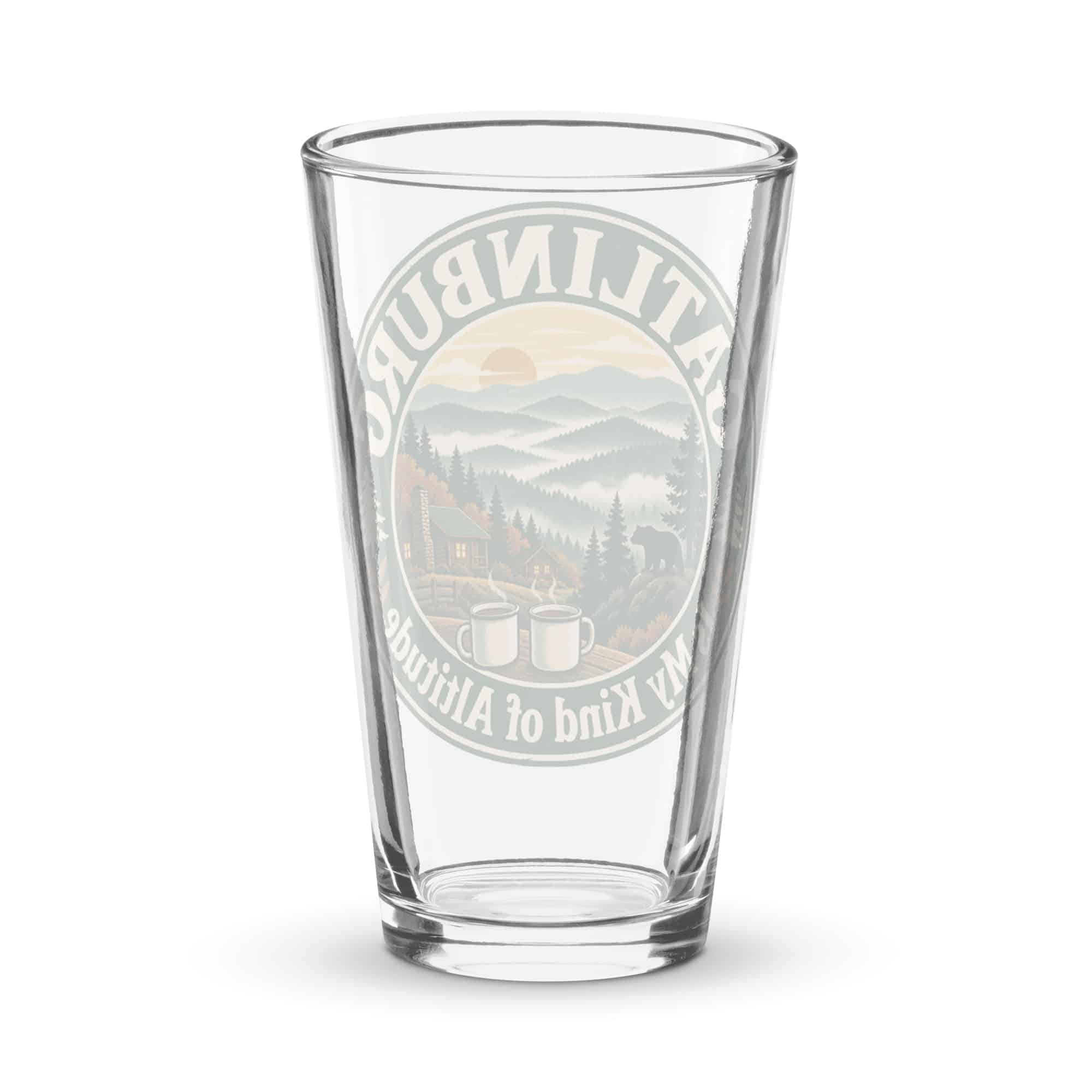 Gatlinburg and the Smokies Pint Glass: Gatlinburg Is My Kind of Altitude, Vintage Round Badge