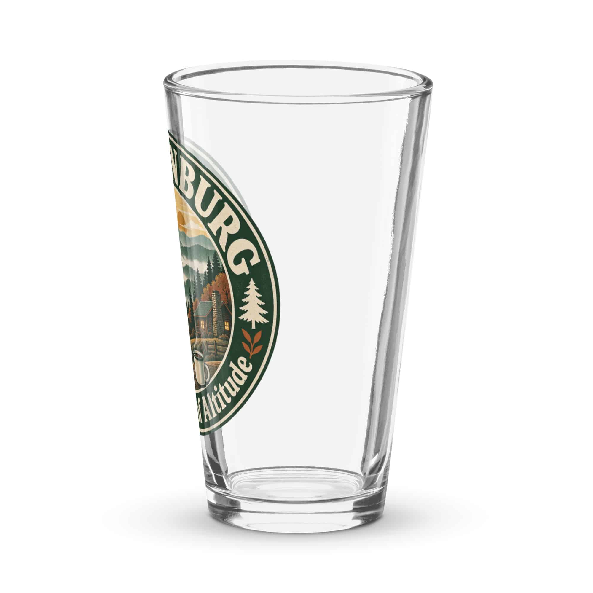 Gatlinburg and the Smokies Pint Glass: Gatlinburg Is My Kind of Altitude, Vintage Round Badge