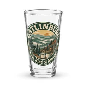 Gatlinburg and the Smokies Pint Glass: Gatlinburg Is My Kind of Altitude, Vintage Round Badge - 16 oz - Main