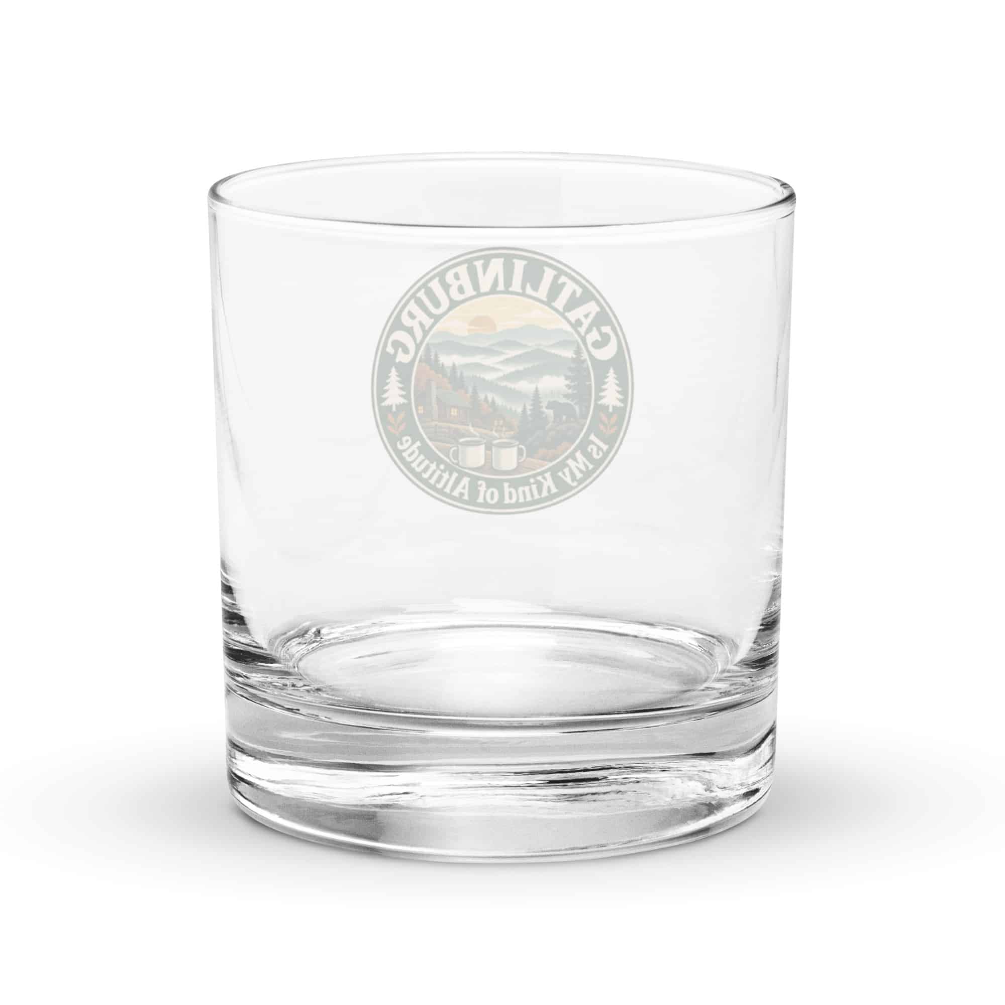 Gatlinburg and the Smokies Rocks Glass: Gatlinburg Is My Kind of Altitude, Vintage Round Badge