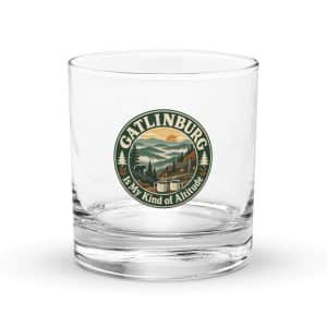 Gatlinburg and the Smokies Rocks Glass: Gatlinburg Is My Kind of Altitude, Vintage Round Badge - 10.5 oz - Main
