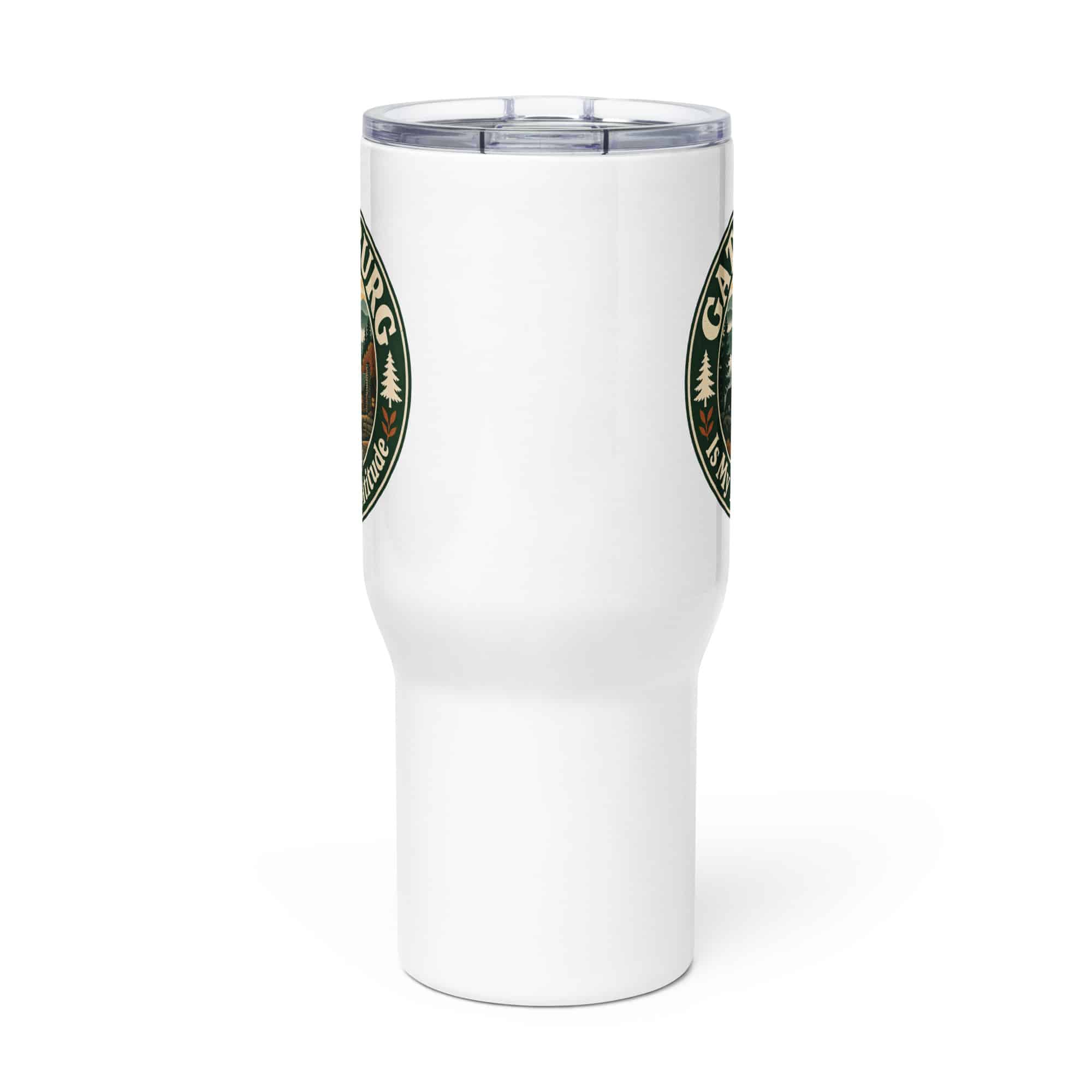 Gatlinburg and the Smokies Travel Mug: Gatlinburg Is My Kind of Altitude, Vintage Round Badge