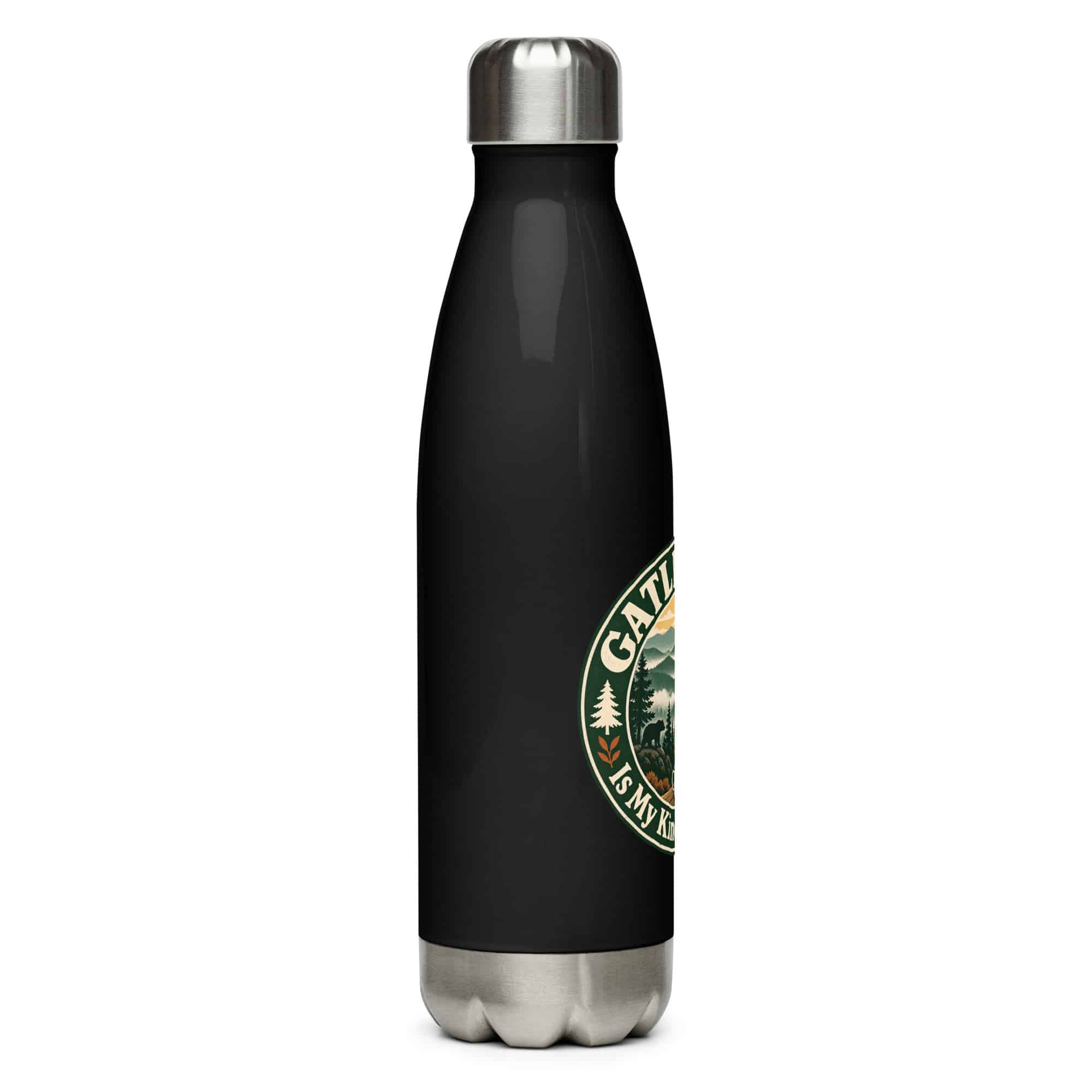 Gatlinburg and the Smokies Stainless Steel Water Bottle: Gatlinburg Is My Kind of Altitude, Vintage Round Badge