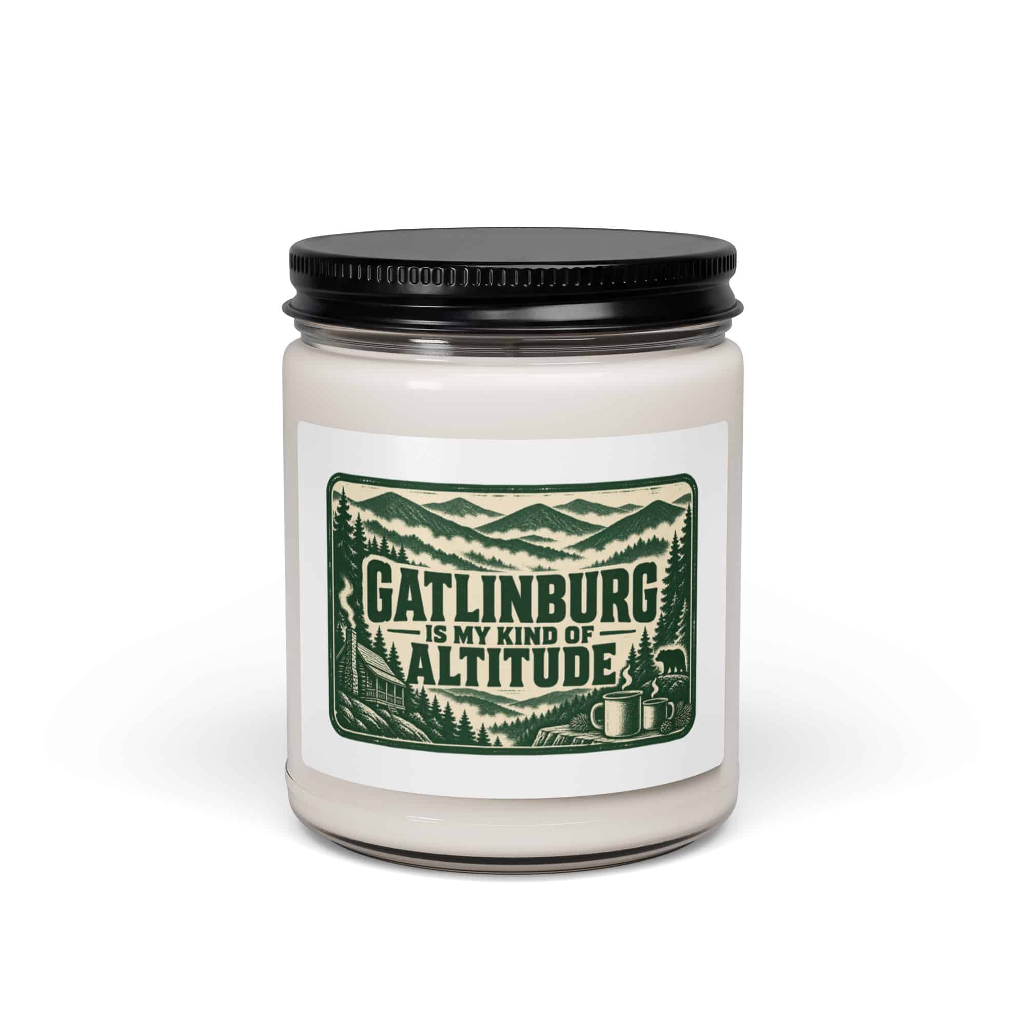 Gatlinburg and the Smokies Soy Wax Candle: Gatlinburg Is My Kind of Altitude, Forest Ink Stamp