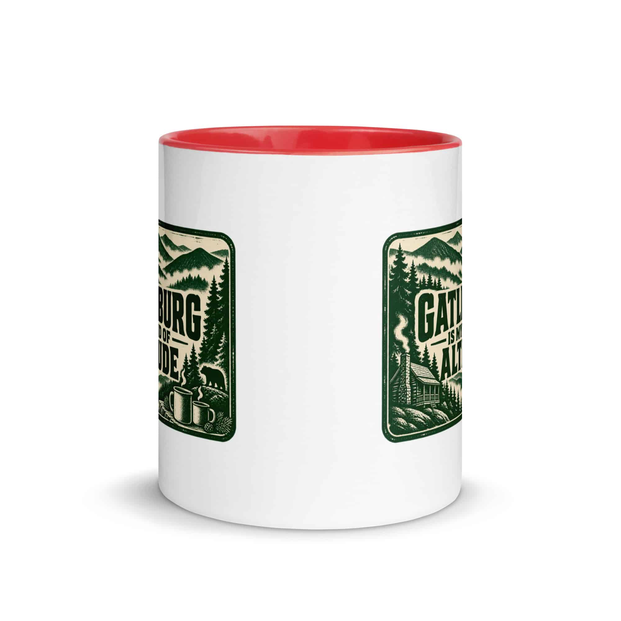 Gatlinburg and the Smokies Color Inside Coffee Mug: Gatlinburg Is My Kind of Altitude, Forest Ink Stamp