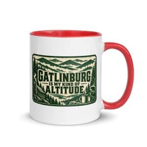 Gatlinburg and the Smokies Color Inside Coffee Mug: Gatlinburg Is My Kind of Altitude, Forest Ink Stamp - 11 oz - Main