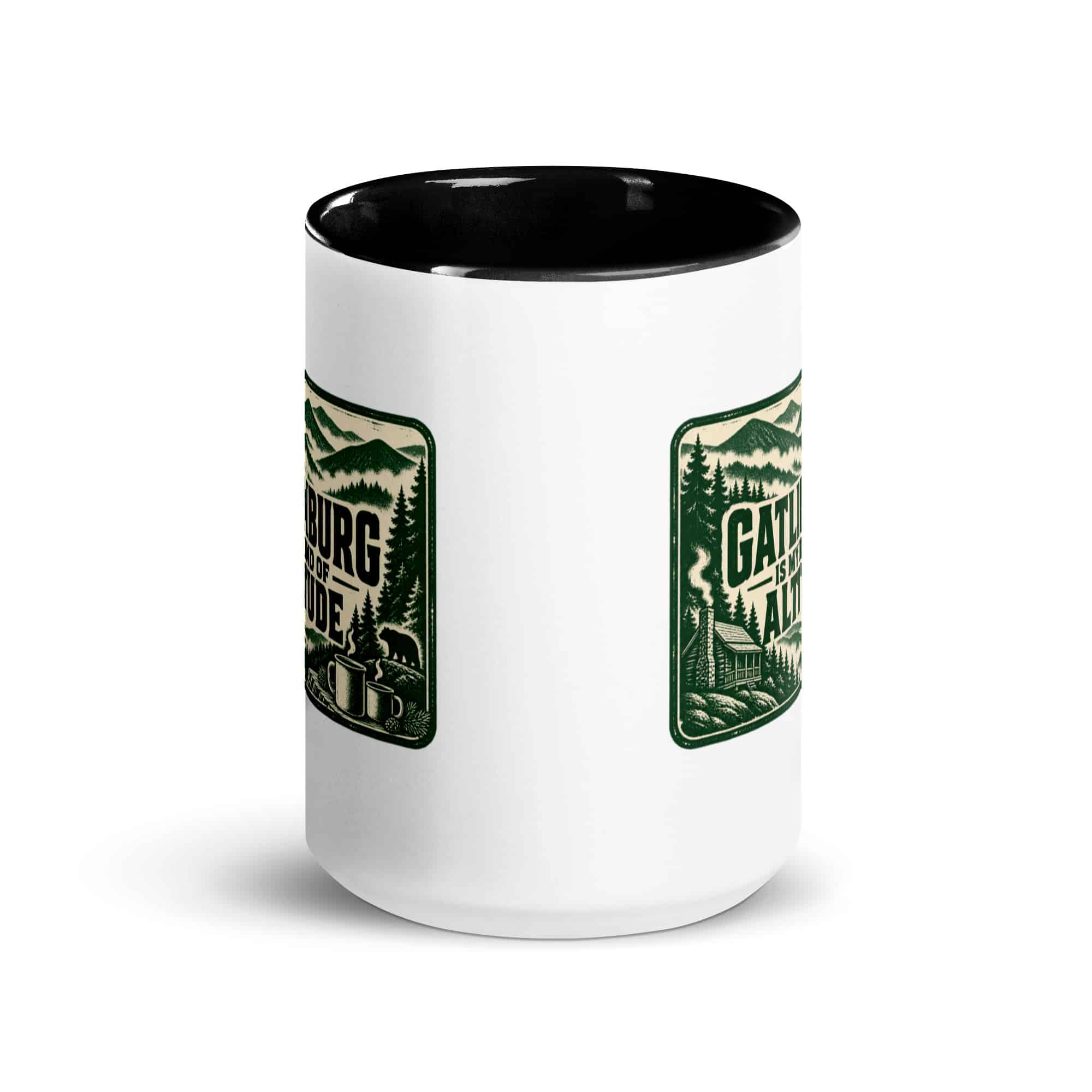 Gatlinburg and the Smokies Color Inside Coffee Mug: Gatlinburg Is My Kind of Altitude, Forest Ink Stamp