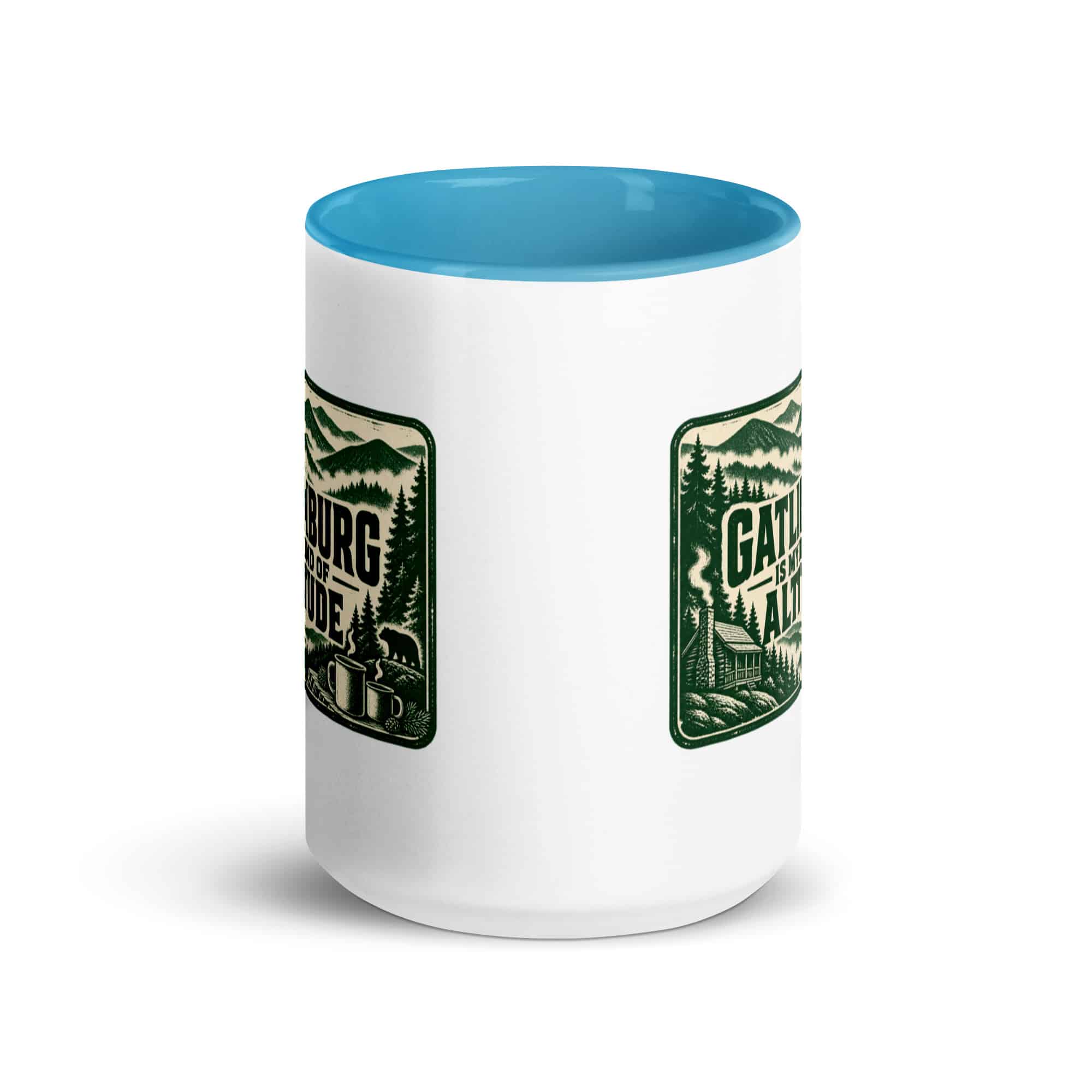 Gatlinburg and the Smokies Color Inside Coffee Mug: Gatlinburg Is My Kind of Altitude, Forest Ink Stamp