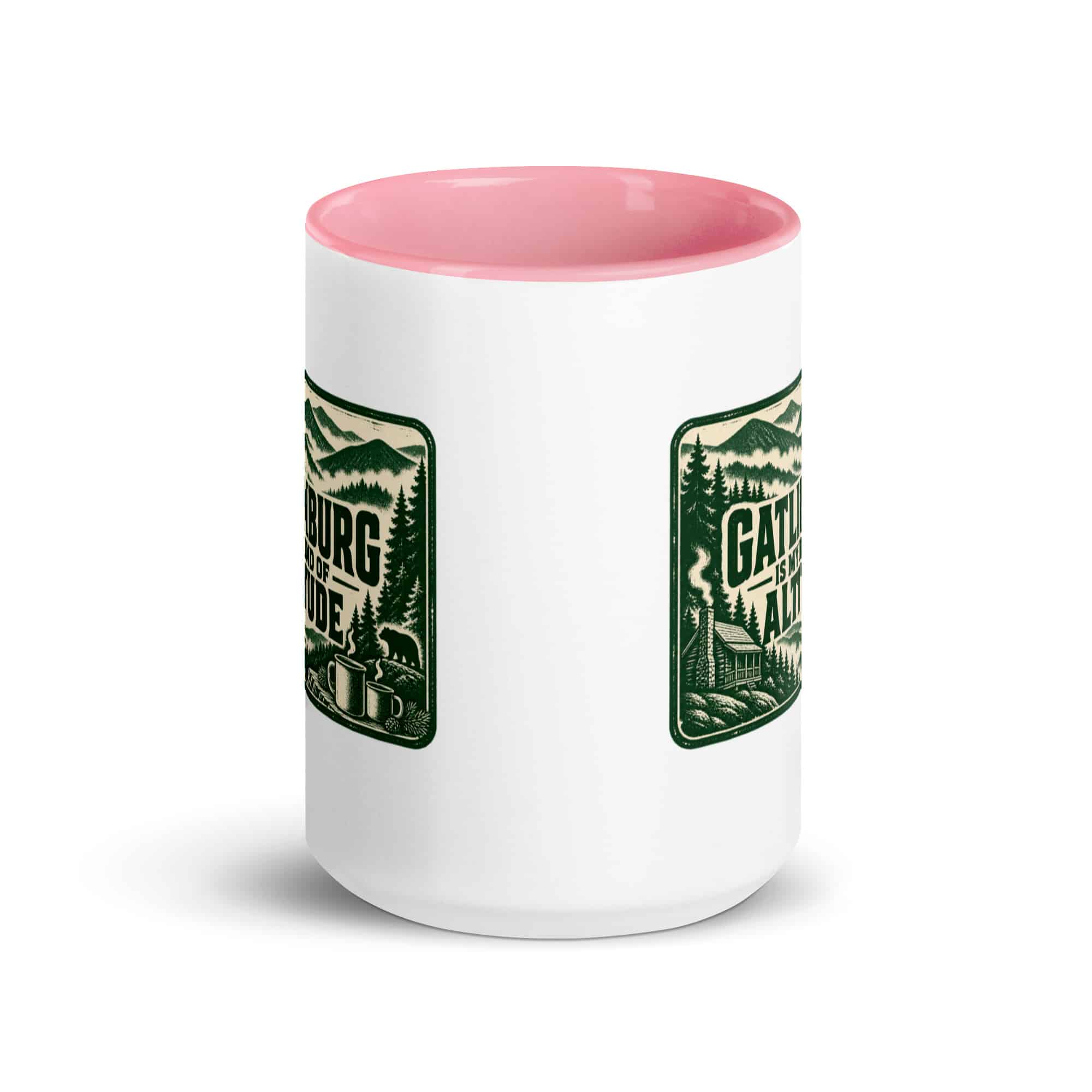 Gatlinburg and the Smokies Color Inside Coffee Mug: Gatlinburg Is My Kind of Altitude, Forest Ink Stamp