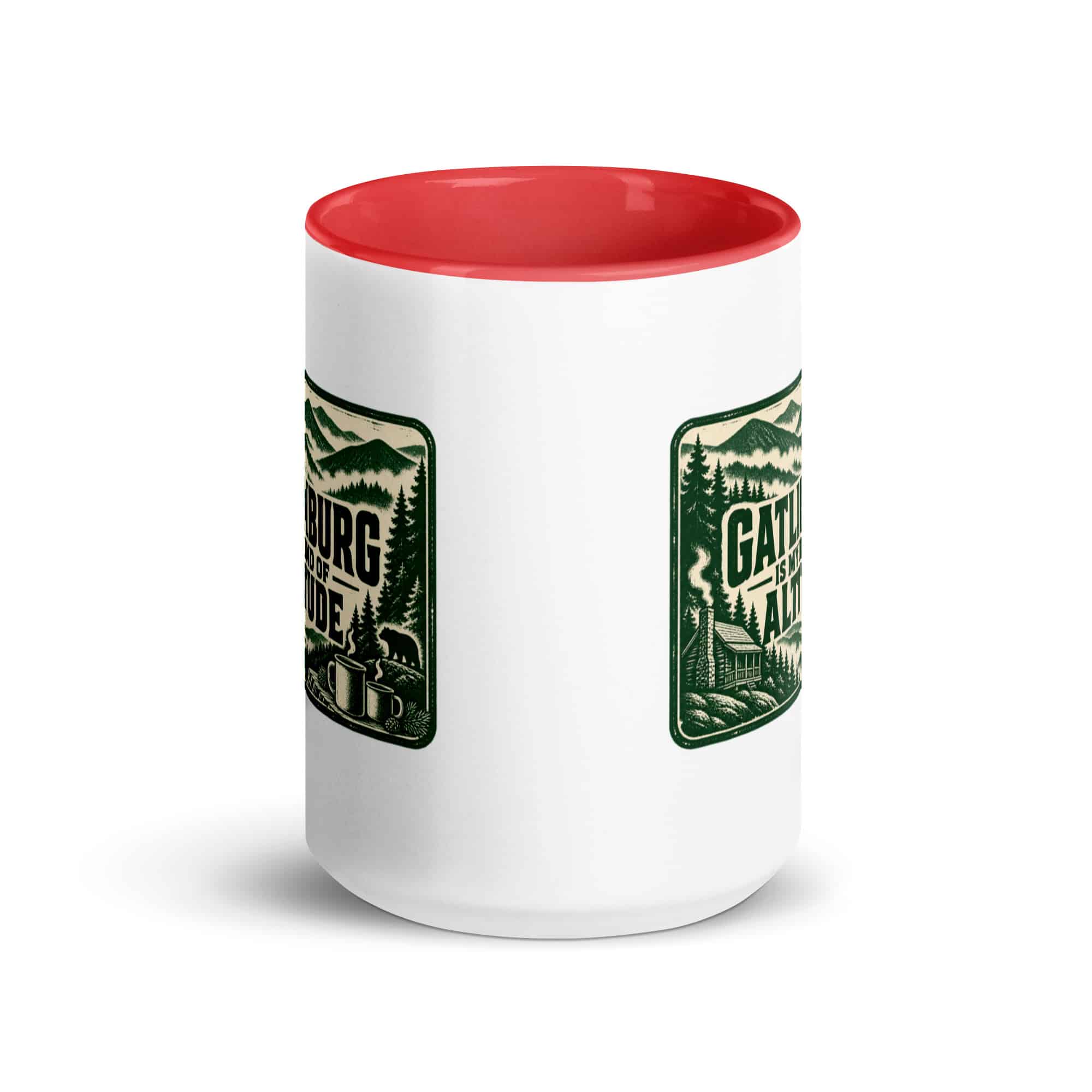 Gatlinburg and the Smokies Color Inside Coffee Mug: Gatlinburg Is My Kind of Altitude, Forest Ink Stamp