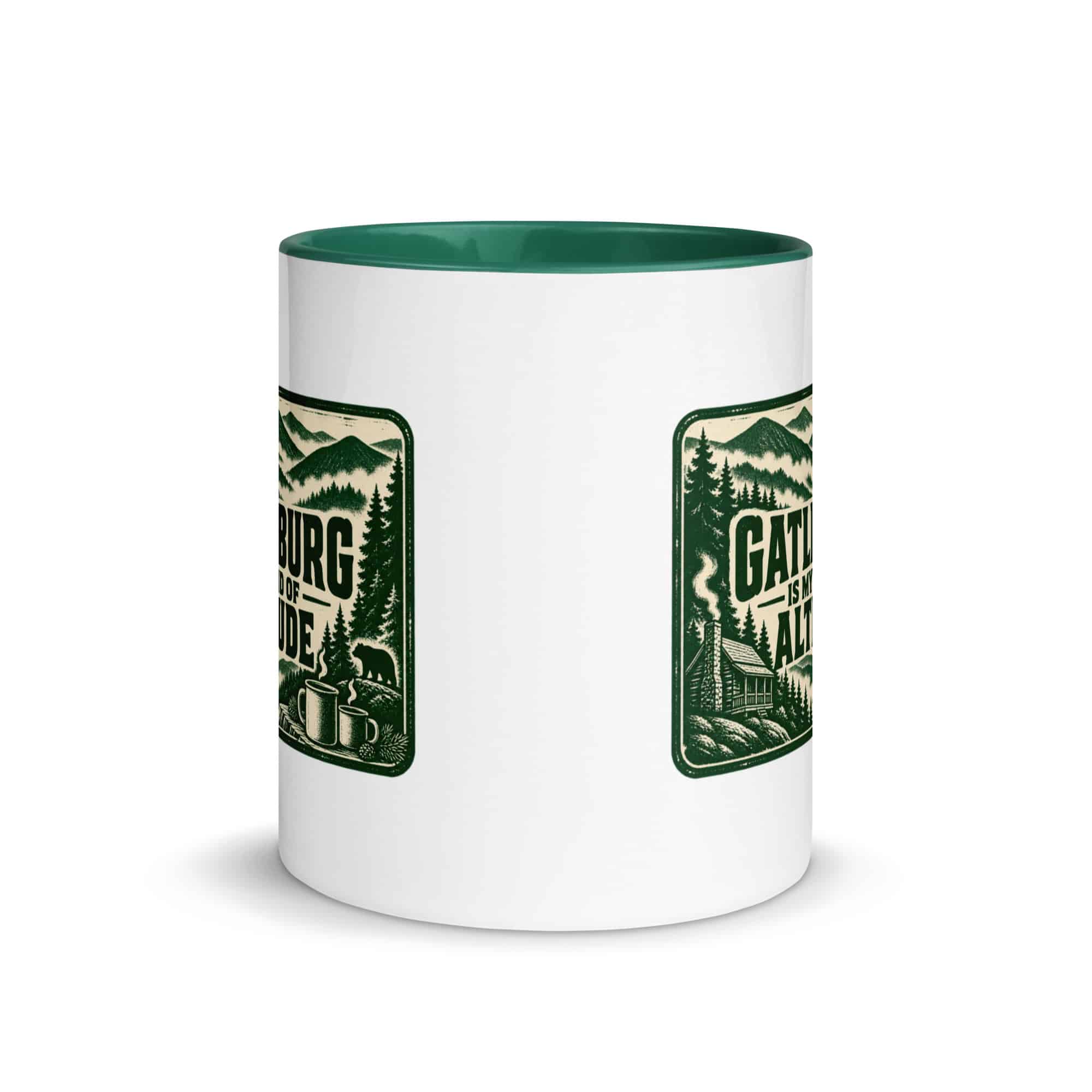 Gatlinburg and the Smokies Color Inside Coffee Mug: Gatlinburg Is My Kind of Altitude, Forest Ink Stamp