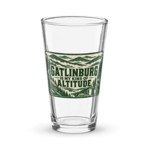 Gatlinburg and the Smokies Pint Glass: Gatlinburg Is My Kind of Altitude, Forest Ink Stamp - 16 oz - Main