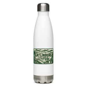 Gatlinburg and the Smokies Stainless Steel Water Bottle: Gatlinburg Is My Kind of Altitude, Forest Ink Stamp - 17 oz - Main