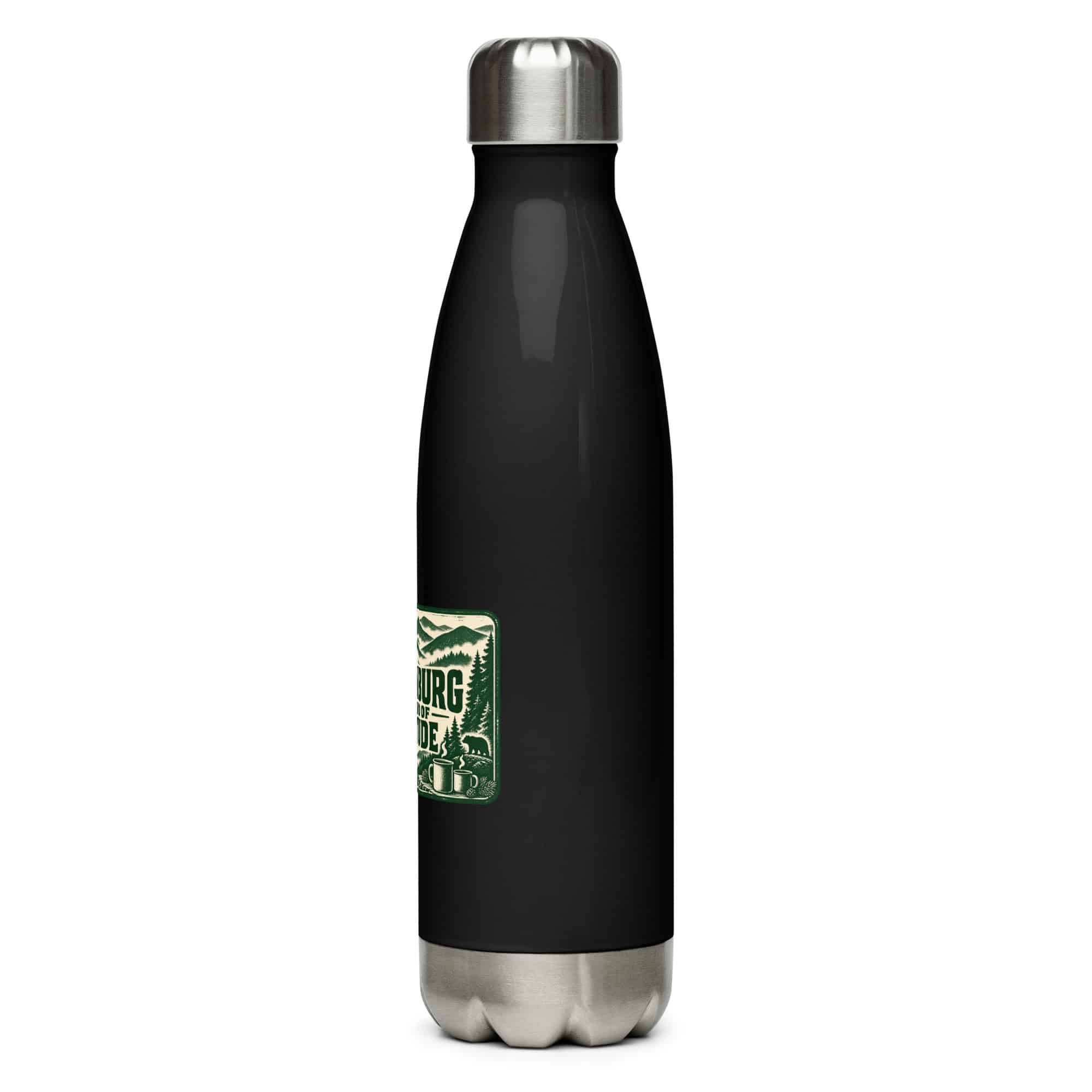 Gatlinburg and the Smokies Stainless Steel Water Bottle: Gatlinburg Is My Kind of Altitude, Forest Ink Stamp