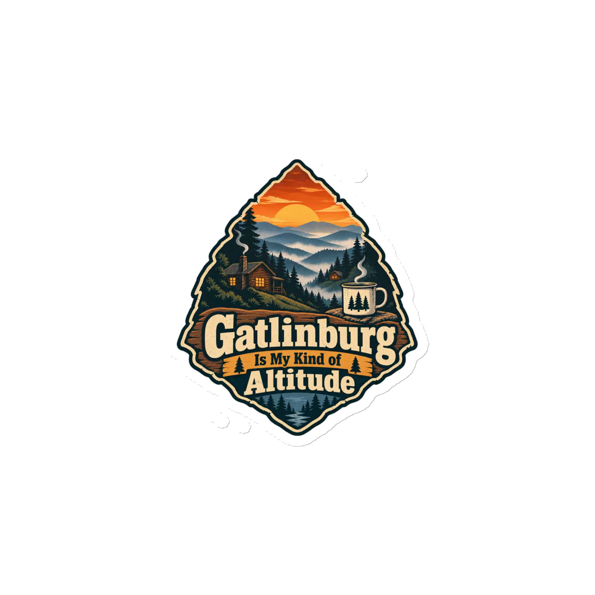 Gatlinburg and the Smokies Die-Cut Magnet: Gatlinburg Is My Kind of Altitude, Scenic Shield Badge