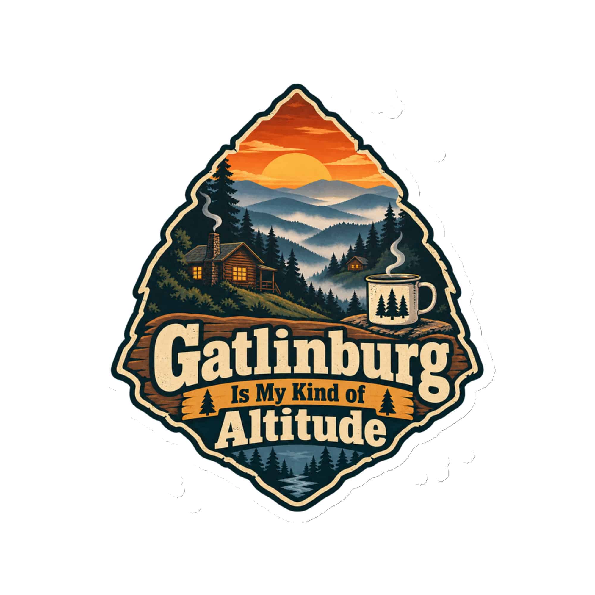 Gatlinburg and the Smokies Die-Cut Magnet: Gatlinburg Is My Kind of Altitude, Scenic Shield Badge
