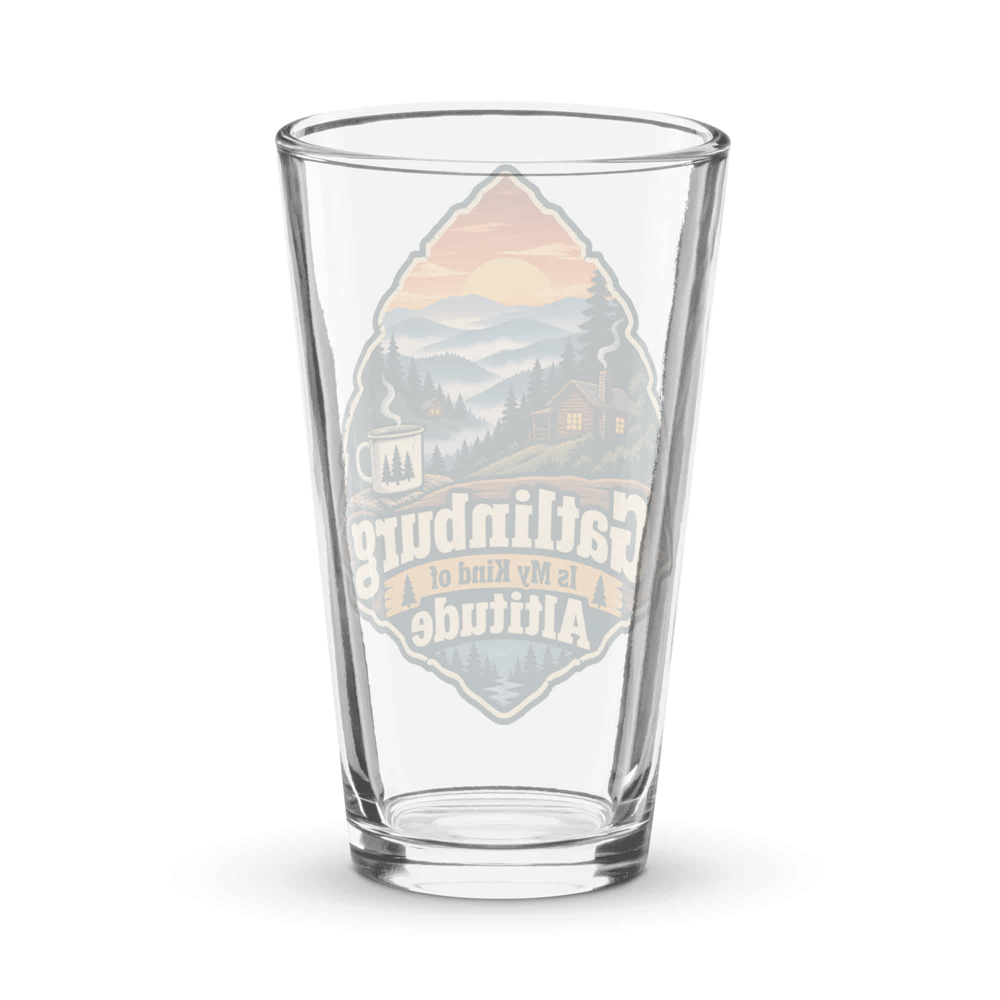 Gatlinburg and the Smokies Pint Glass: Gatlinburg Is My Kind of Altitude, Scenic Shield Badge