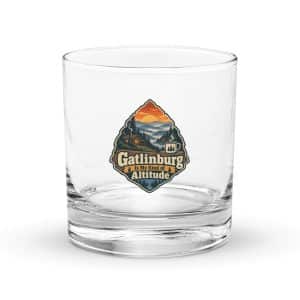 Gatlinburg and the Smokies Rocks Glass: Gatlinburg Is My Kind of Altitude, Scenic Shield Badge - 10.5 oz - Main