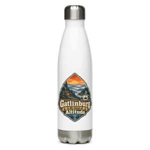 Gatlinburg and the Smokies Stainless Steel Water Bottle: Gatlinburg Is My Kind of Altitude, Scenic Shield Badge - 17 oz - Main