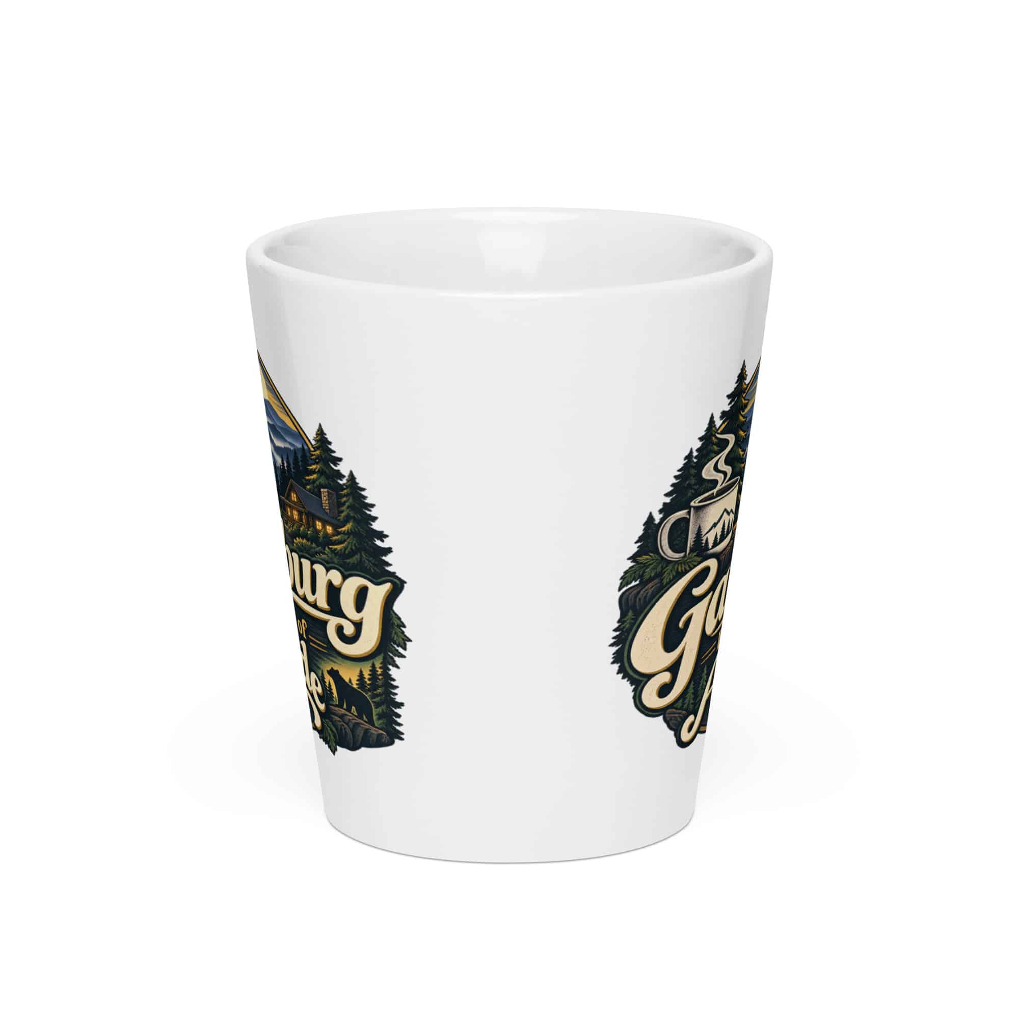 Gatlinburg and the Smokies Latte Mug: Gatlinburg Is My Kind of Altitude, Woodland Scenic Lettering