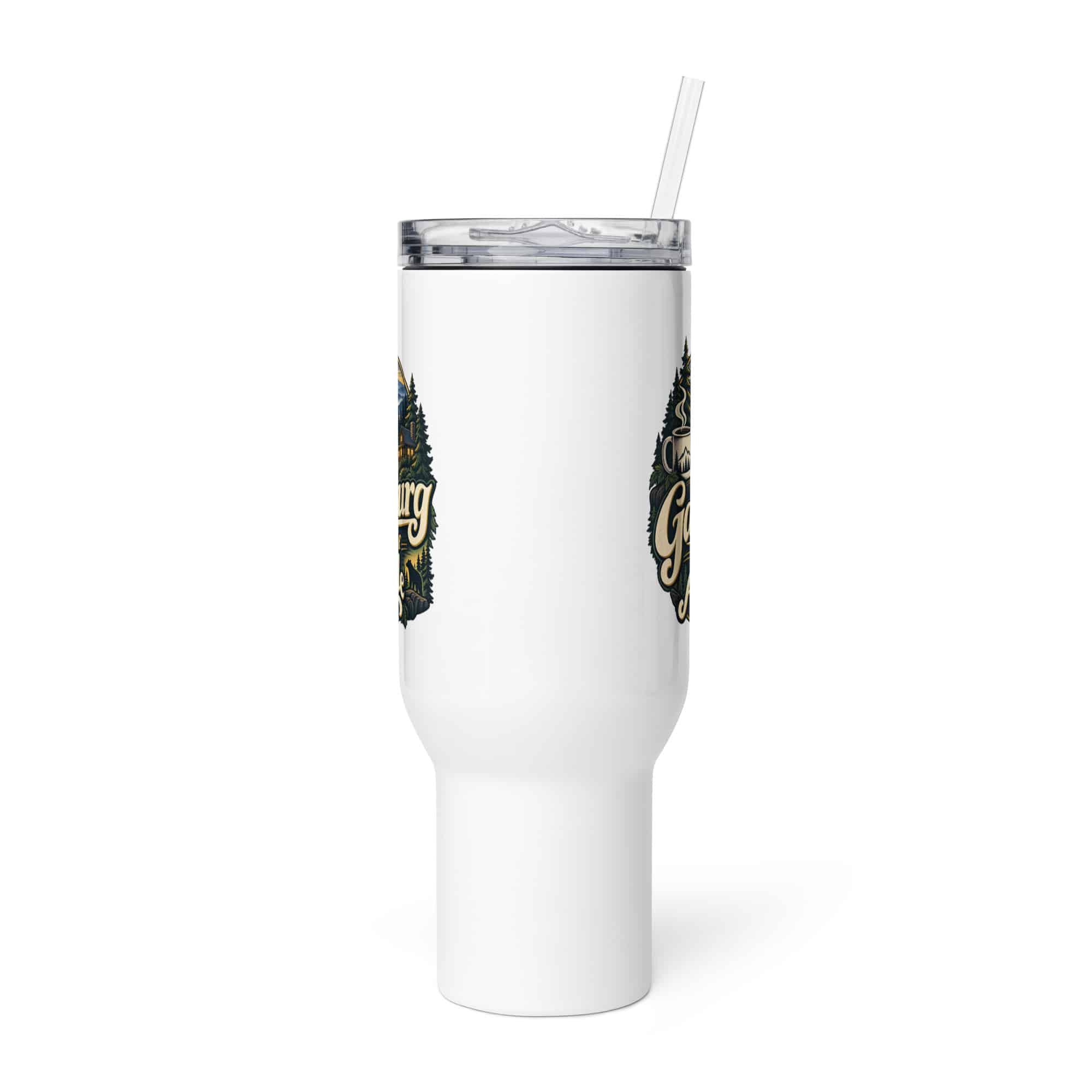 Gatlinburg and the Smokies Travel Mug: Gatlinburg Is My Kind of Altitude, Woodland Scenic Lettering