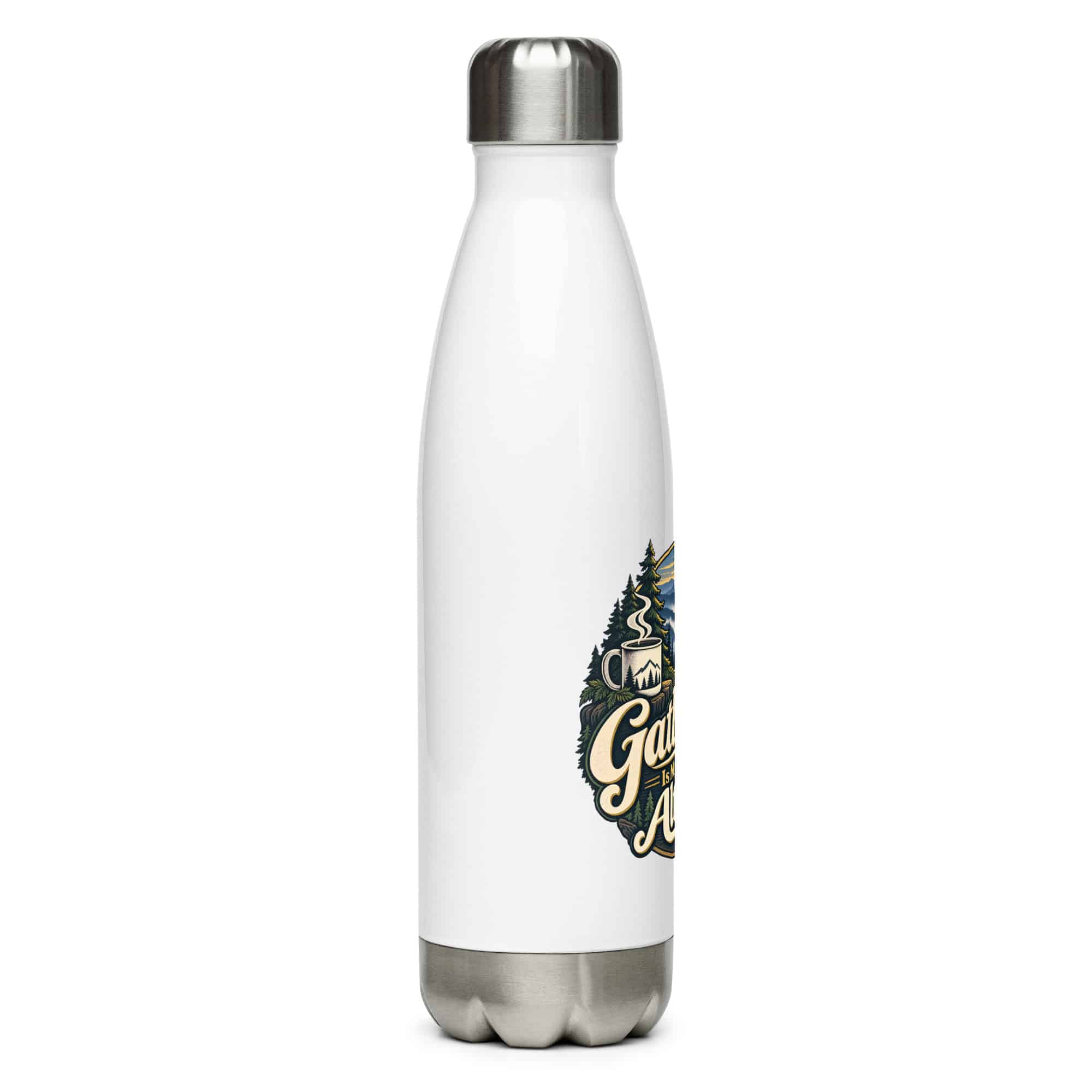 Gatlinburg and the Smokies Stainless Steel Water Bottle: Gatlinburg Is My Kind of Altitude, Woodland Scenic Lettering