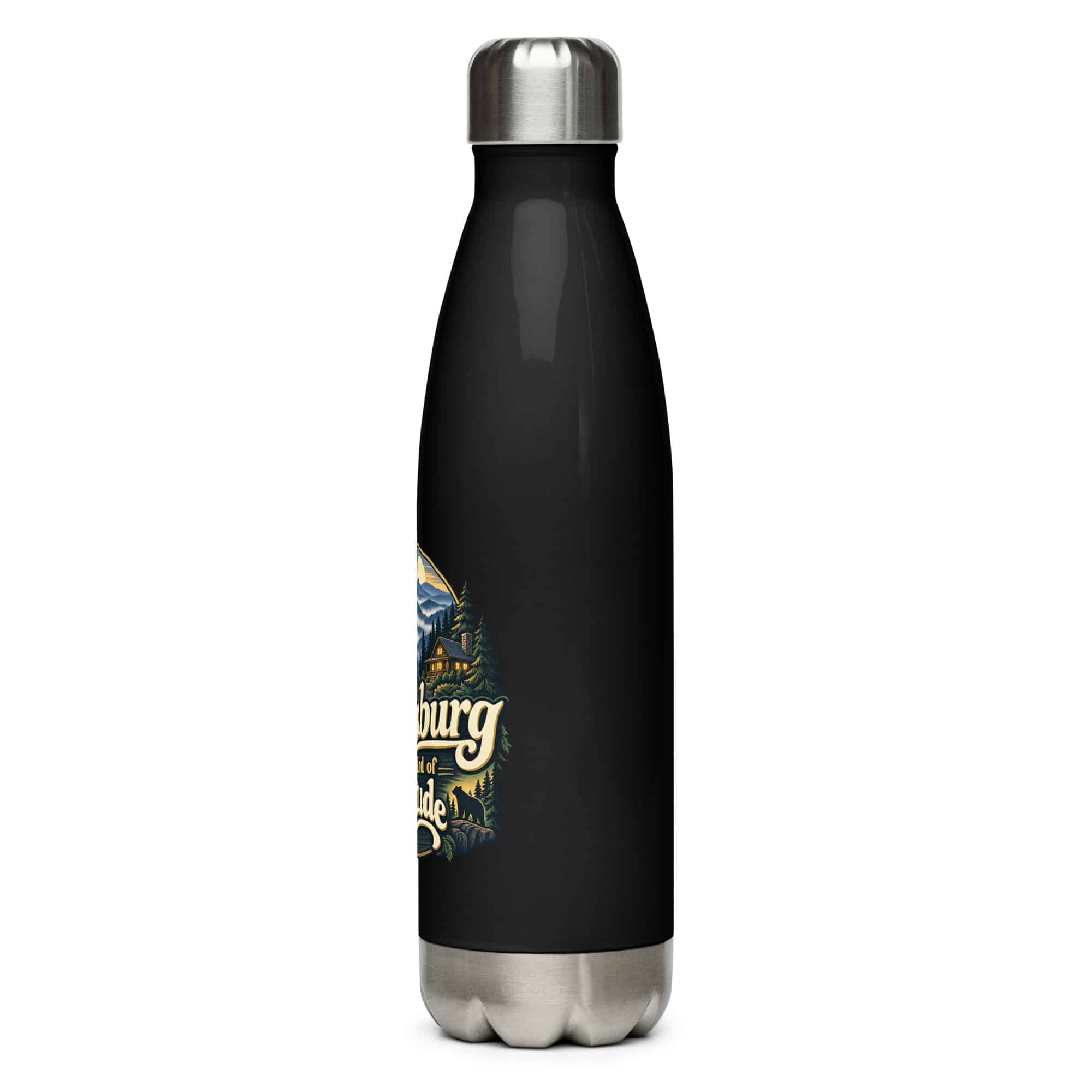Gatlinburg and the Smokies Stainless Steel Water Bottle: Gatlinburg Is My Kind of Altitude, Woodland Scenic Lettering