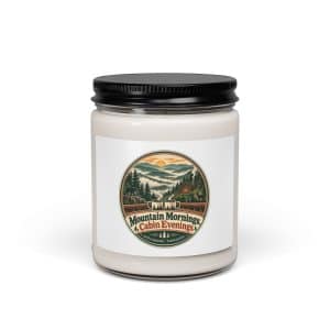 Gatlinburg and the Smokies Soy Wax Candle: Mountain Mornings. Cabin Evenings, Vintage Round Badge - 9oz - Main
