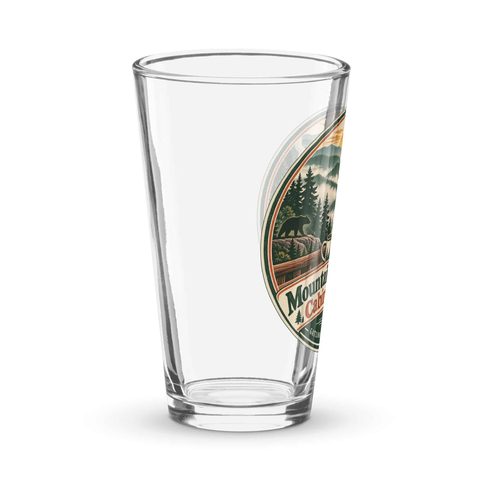 Gatlinburg and the Smokies Pint Glass: Mountain Mornings. Cabin Evenings, Vintage Round Badge