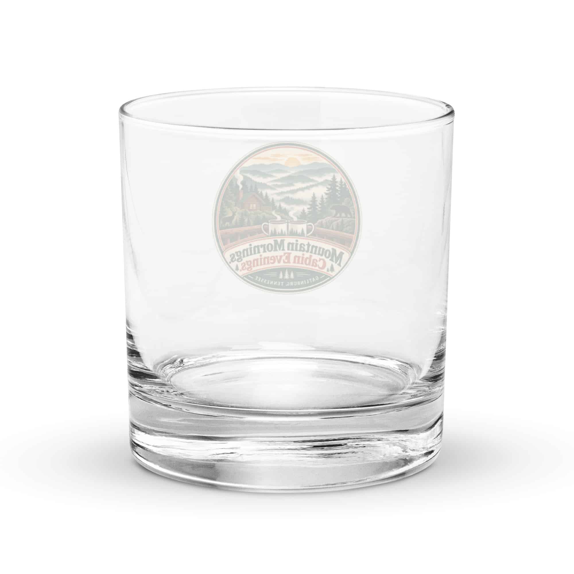 Gatlinburg and the Smokies Rocks Glass: Mountain Mornings. Cabin Evenings, Vintage Round Badge