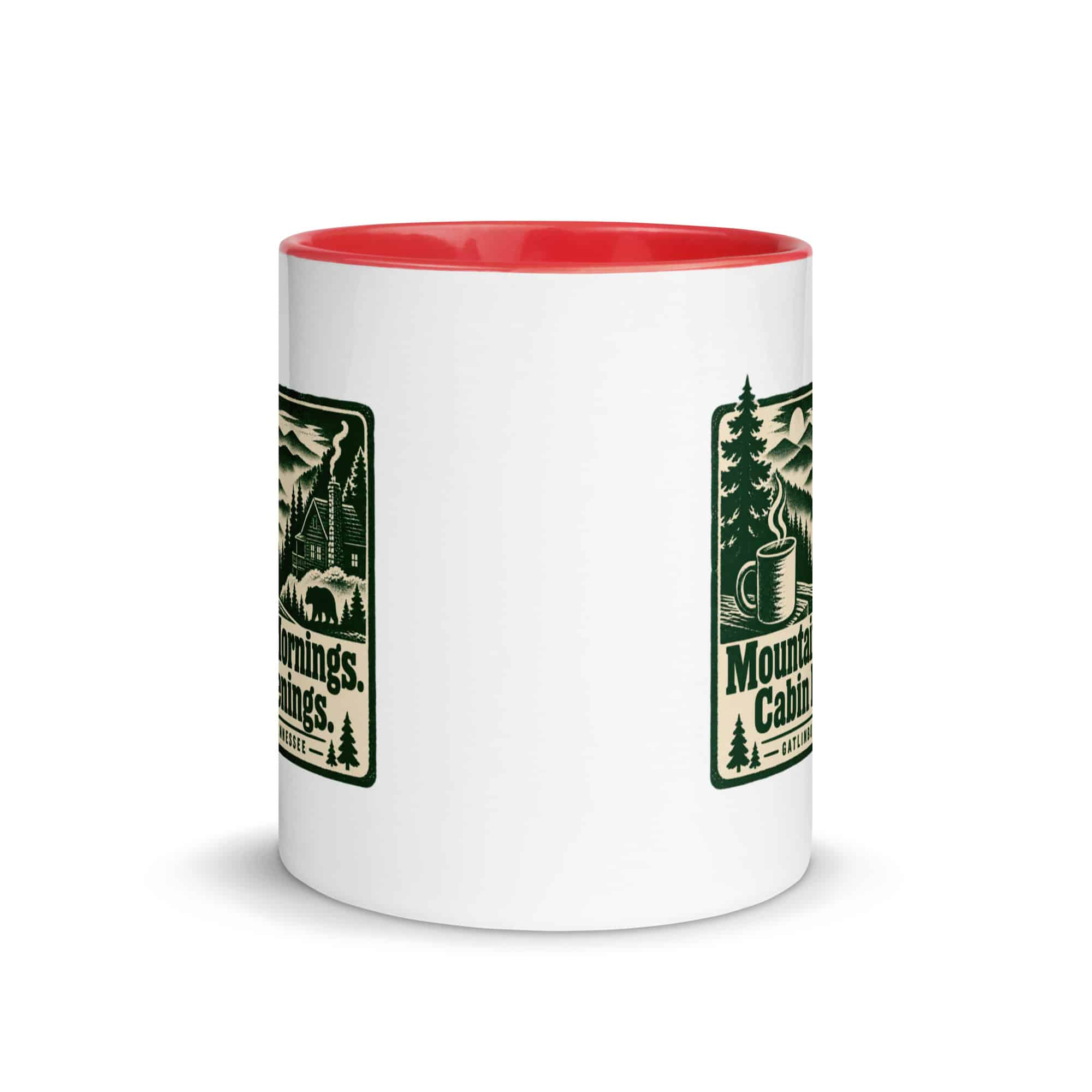 Gatlinburg and the Smokies Color Inside Coffee Mug: Mountain Mornings. Cabin Evenings, Forest Ink Stamp