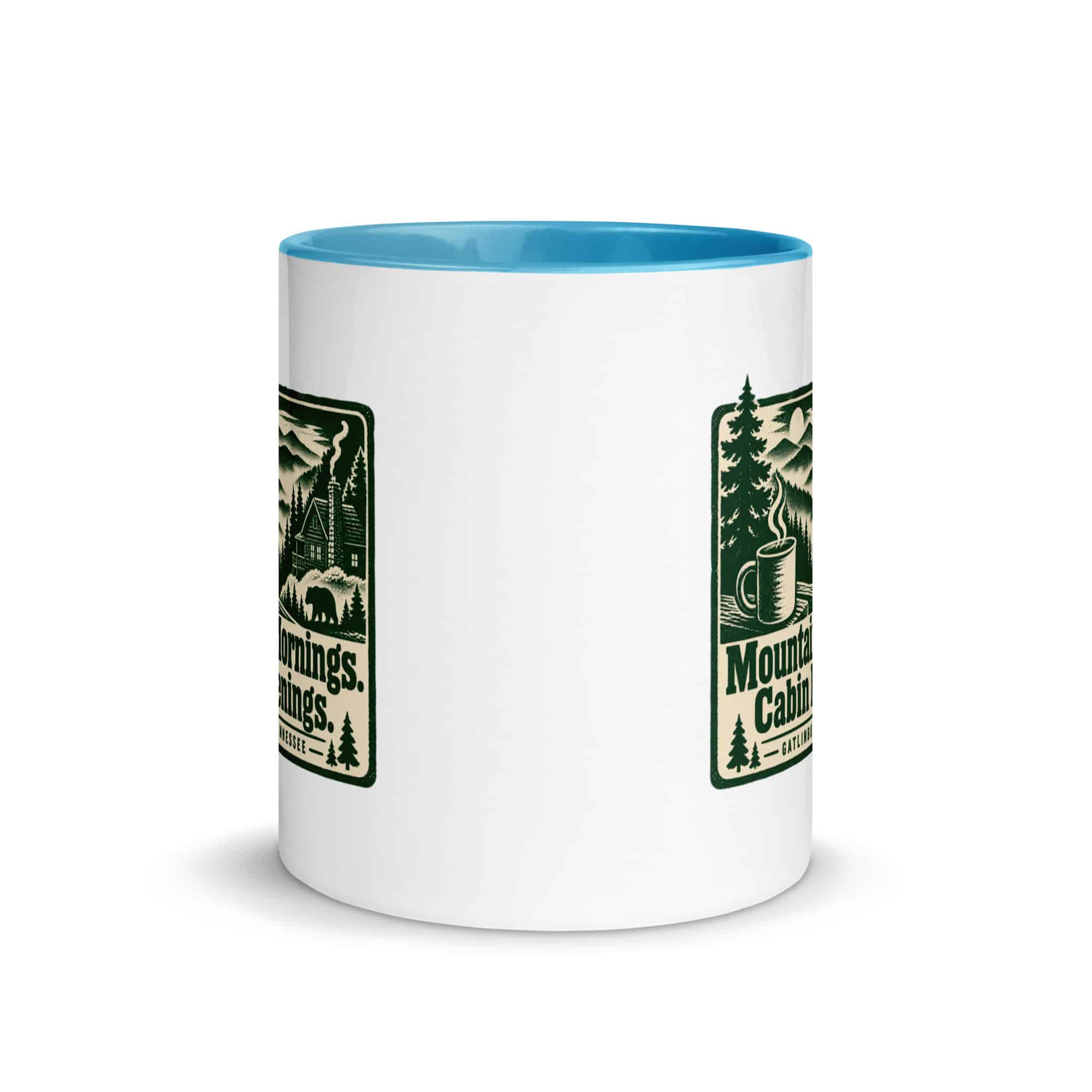 Gatlinburg and the Smokies Color Inside Coffee Mug: Mountain Mornings. Cabin Evenings, Forest Ink Stamp