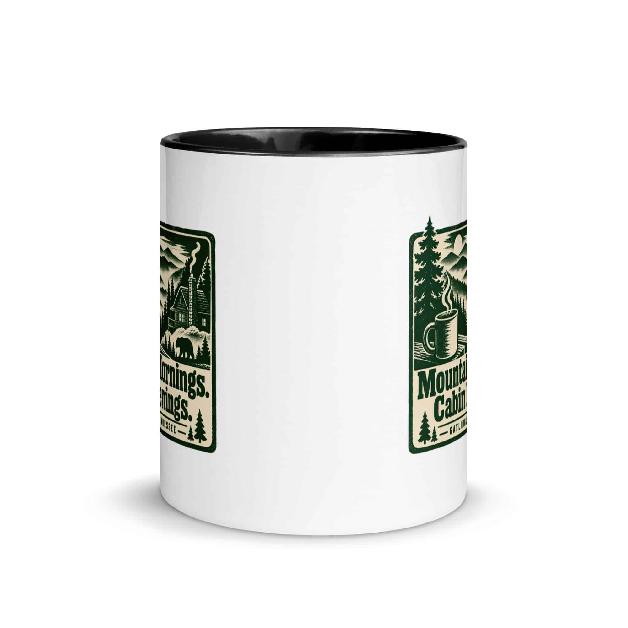 Gatlinburg and the Smokies Color Inside Coffee Mug: Mountain Mornings. Cabin Evenings, Forest Ink Stamp