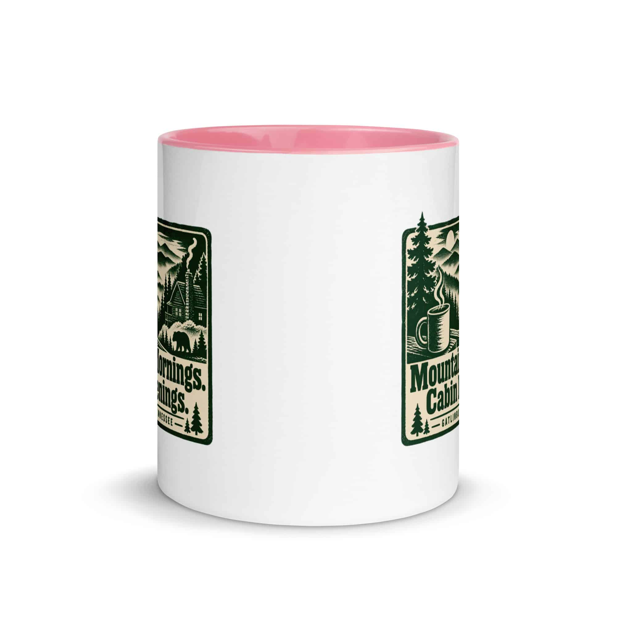 Gatlinburg and the Smokies Color Inside Coffee Mug: Mountain Mornings. Cabin Evenings, Forest Ink Stamp
