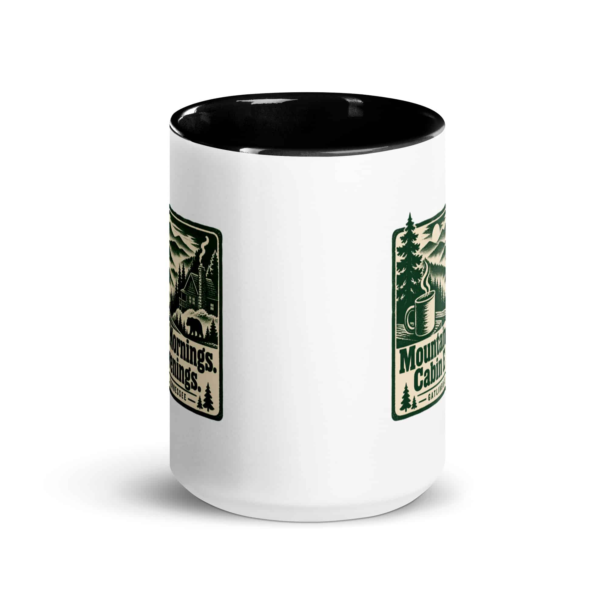 Gatlinburg and the Smokies Color Inside Coffee Mug: Mountain Mornings. Cabin Evenings, Forest Ink Stamp