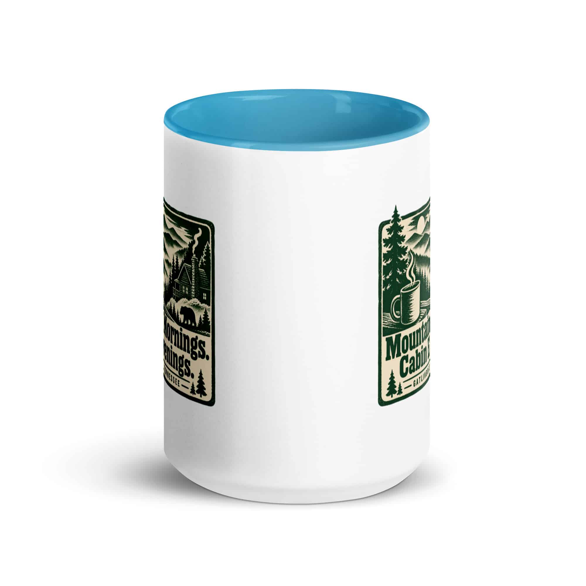 Gatlinburg and the Smokies Color Inside Coffee Mug: Mountain Mornings. Cabin Evenings, Forest Ink Stamp