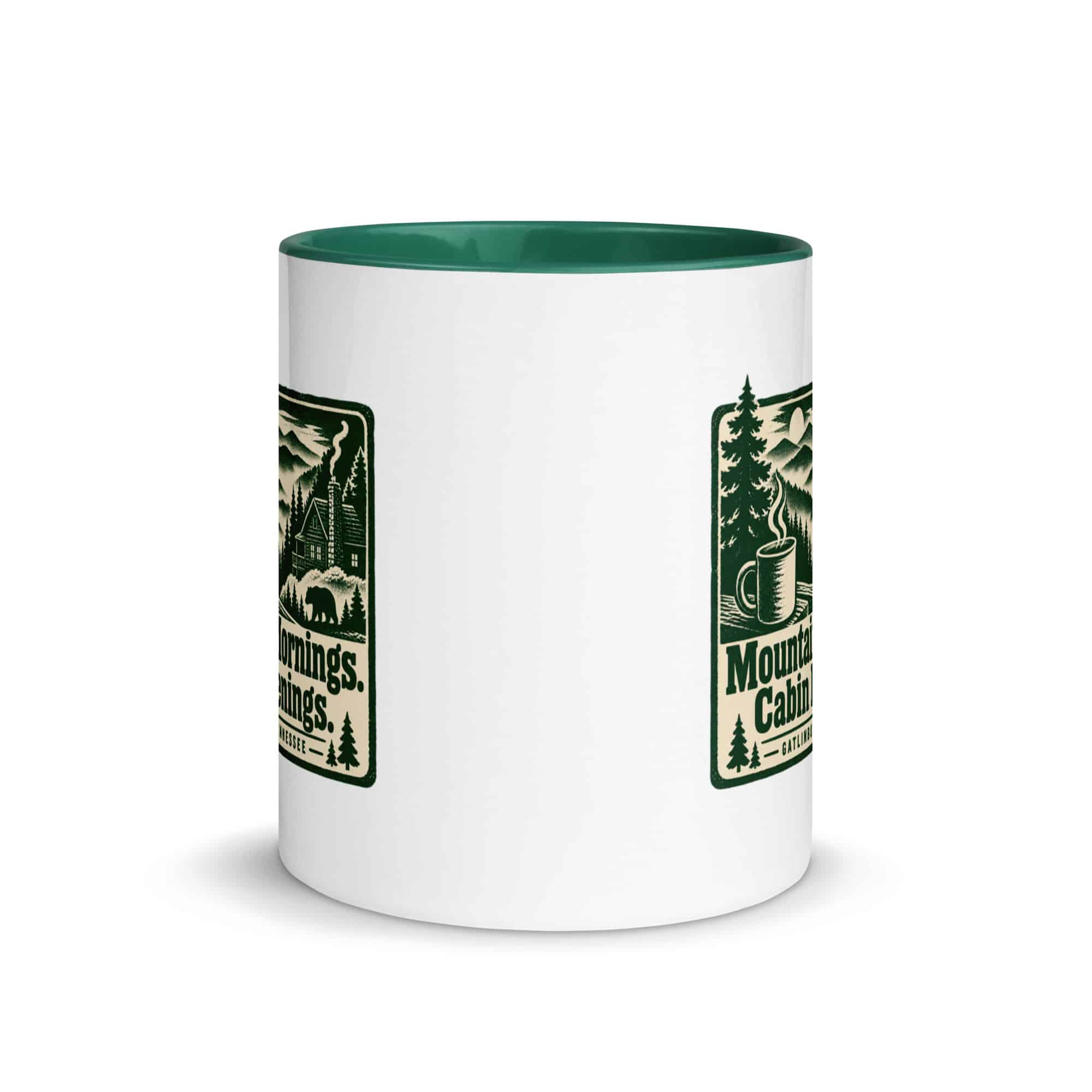 Gatlinburg and the Smokies Color Inside Coffee Mug: Mountain Mornings. Cabin Evenings, Forest Ink Stamp