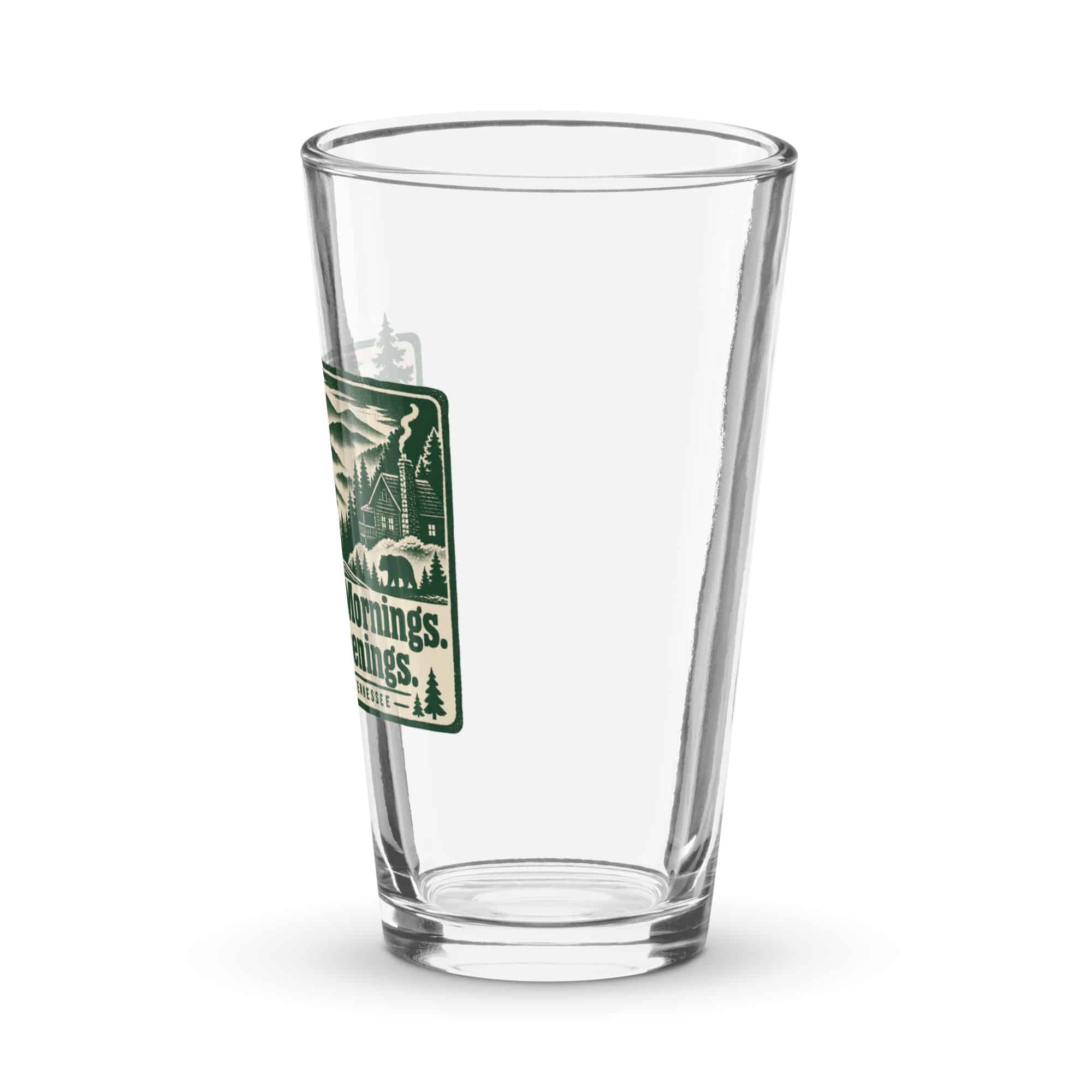 Gatlinburg and the Smokies Pint Glass: Mountain Mornings. Cabin Evenings, Forest Ink Stamp