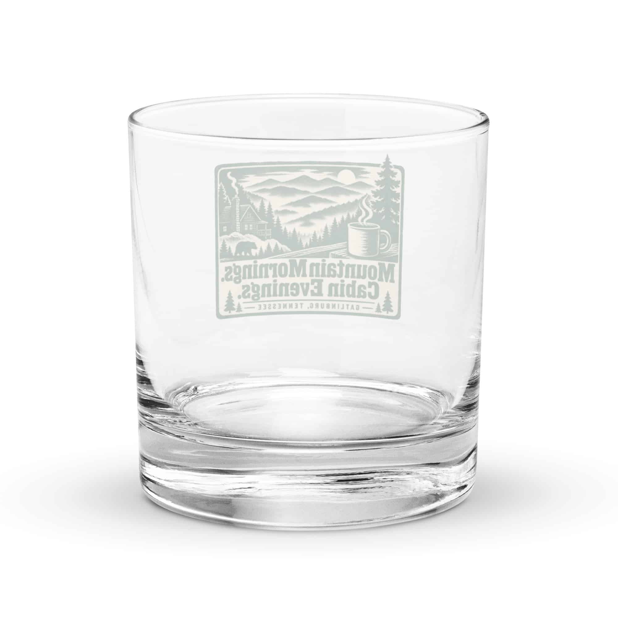 Gatlinburg and the Smokies Rocks Glass: Mountain Mornings. Cabin Evenings, Forest Ink Stamp