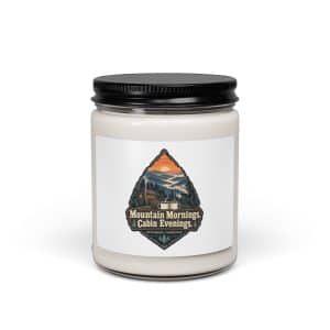 Gatlinburg and the Smokies Soy Wax Candle: Mountain Mornings. Cabin Evenings, Scenic Shield Badge - 9oz - Main