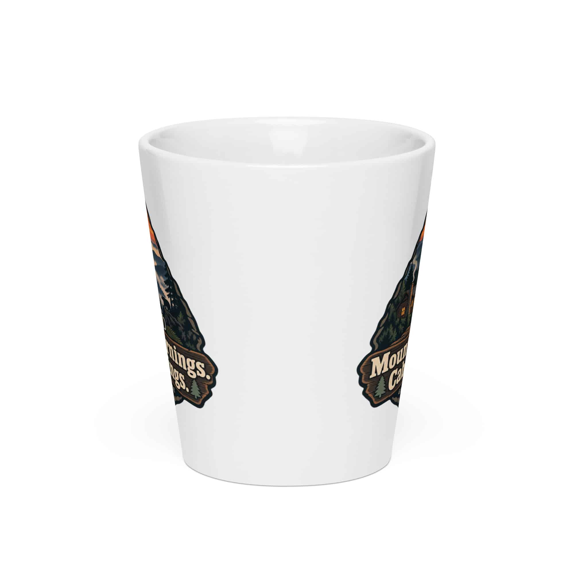 Gatlinburg and the Smokies Latte Mug: Mountain Mornings. Cabin Evenings, Scenic Shield Badge