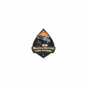 Gatlinburg and the Smokies Die-Cut Magnet: Mountain Mornings. Cabin Evenings, Scenic Shield Badge - 3″×3″ - Main