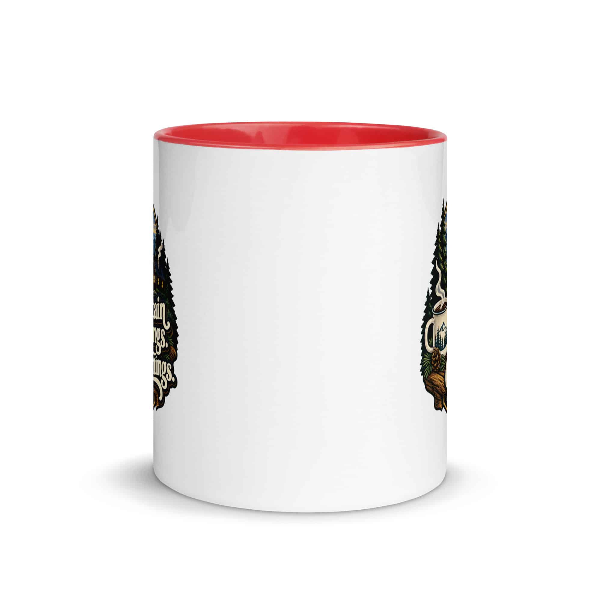 Gatlinburg and the Smokies Color Inside Coffee Mug: Mountain Mornings. Cabin Evenings, Woodland Scenic Lettering