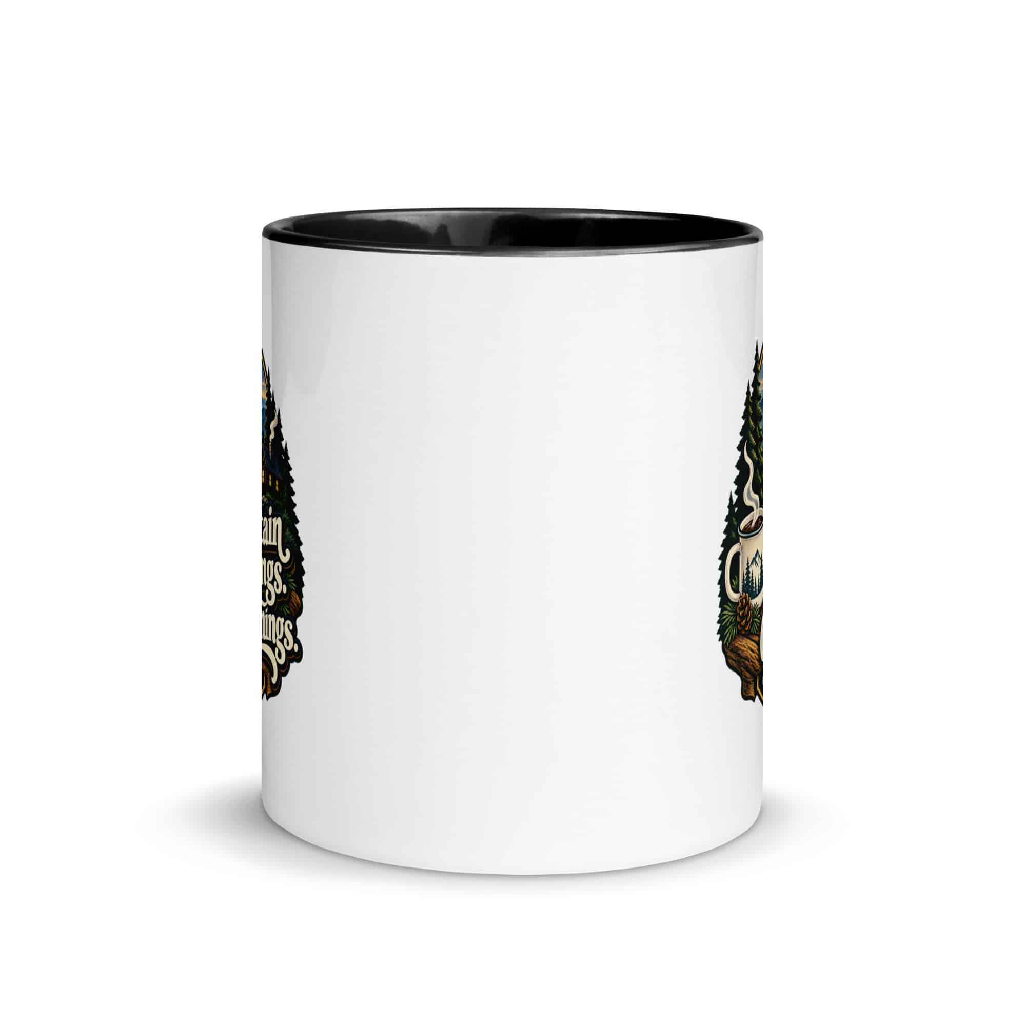 Gatlinburg and the Smokies Color Inside Coffee Mug: Mountain Mornings. Cabin Evenings, Woodland Scenic Lettering