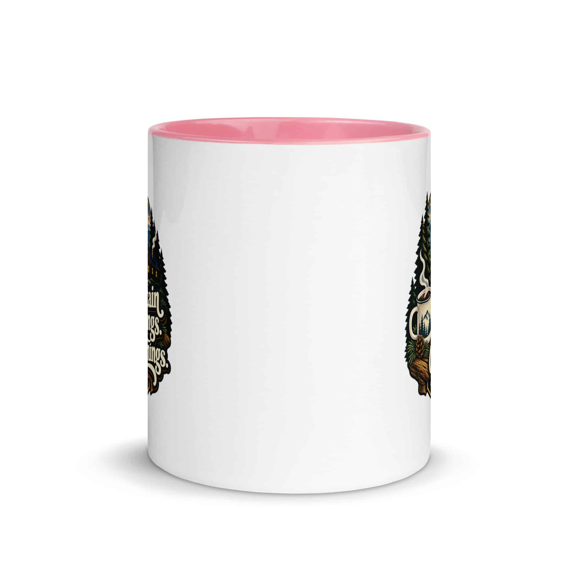 Gatlinburg and the Smokies Color Inside Coffee Mug: Mountain Mornings. Cabin Evenings, Woodland Scenic Lettering
