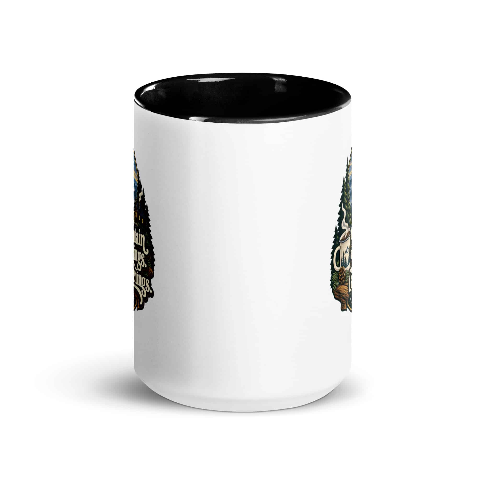 Gatlinburg and the Smokies Color Inside Coffee Mug: Mountain Mornings. Cabin Evenings, Woodland Scenic Lettering