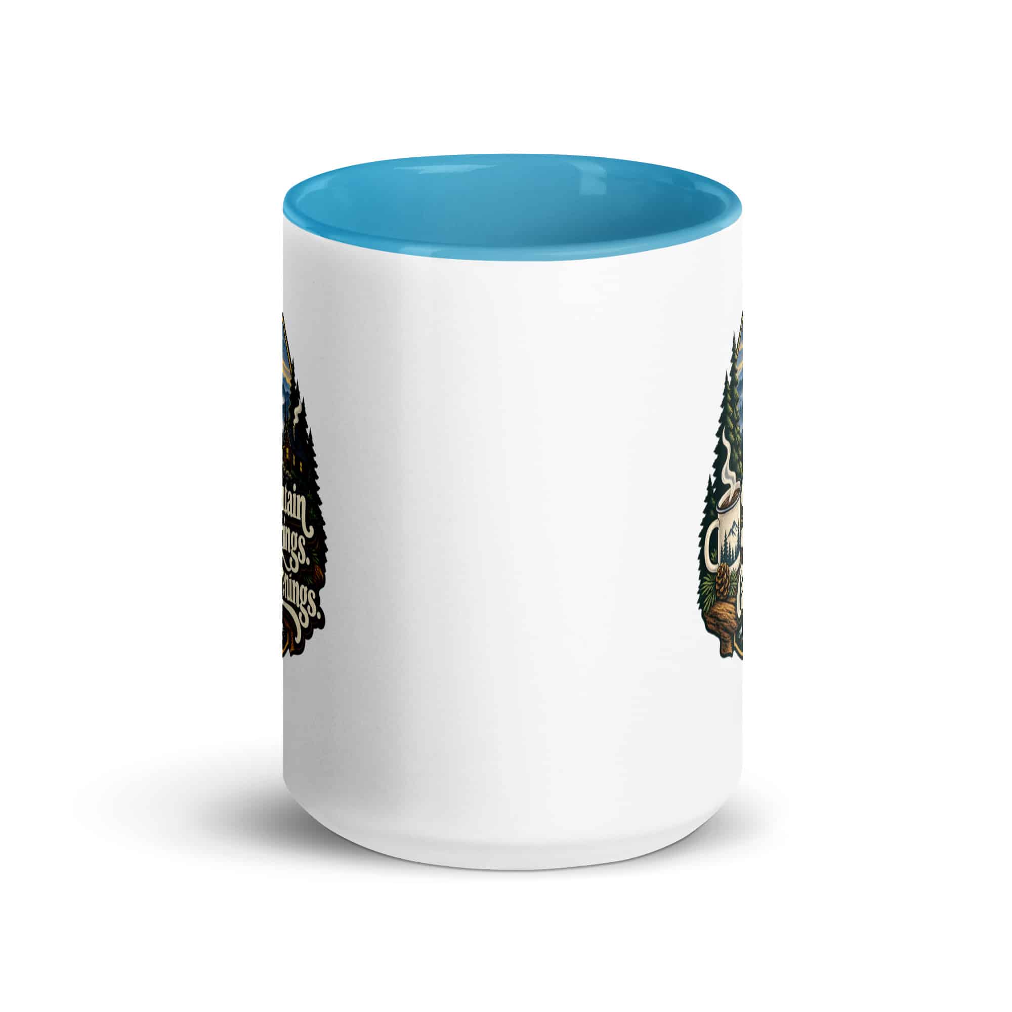 Gatlinburg and the Smokies Color Inside Coffee Mug: Mountain Mornings. Cabin Evenings, Woodland Scenic Lettering