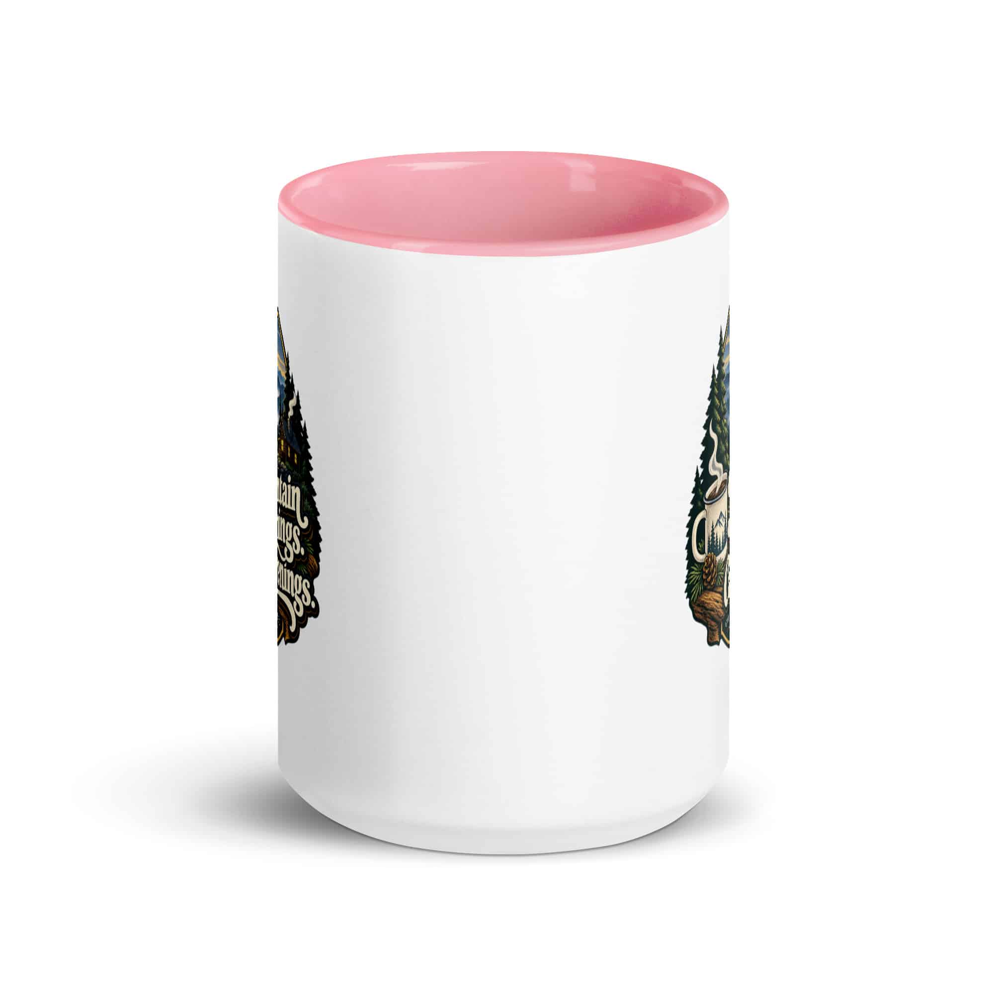 Gatlinburg and the Smokies Color Inside Coffee Mug: Mountain Mornings. Cabin Evenings, Woodland Scenic Lettering