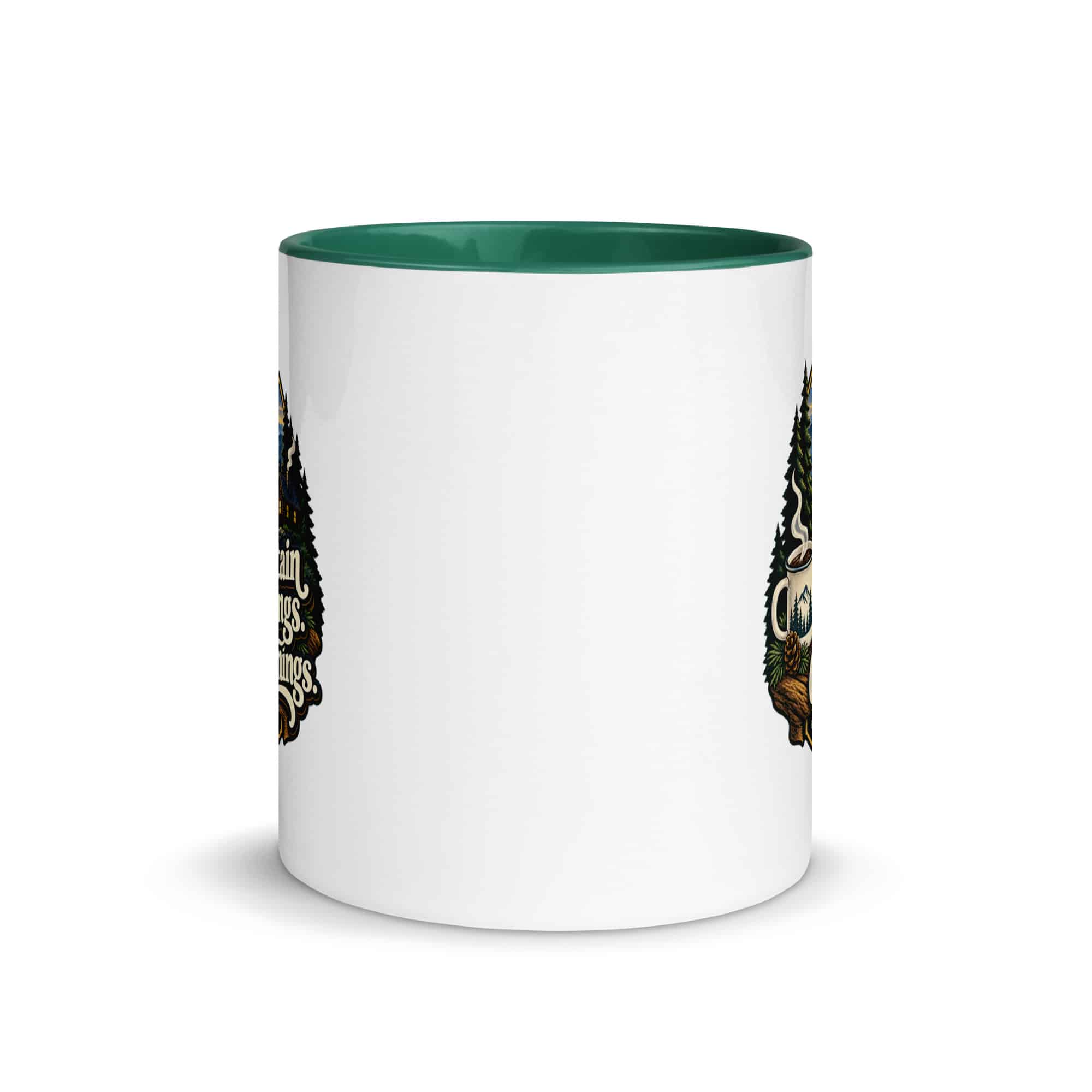 Gatlinburg and the Smokies Color Inside Coffee Mug: Mountain Mornings. Cabin Evenings, Woodland Scenic Lettering