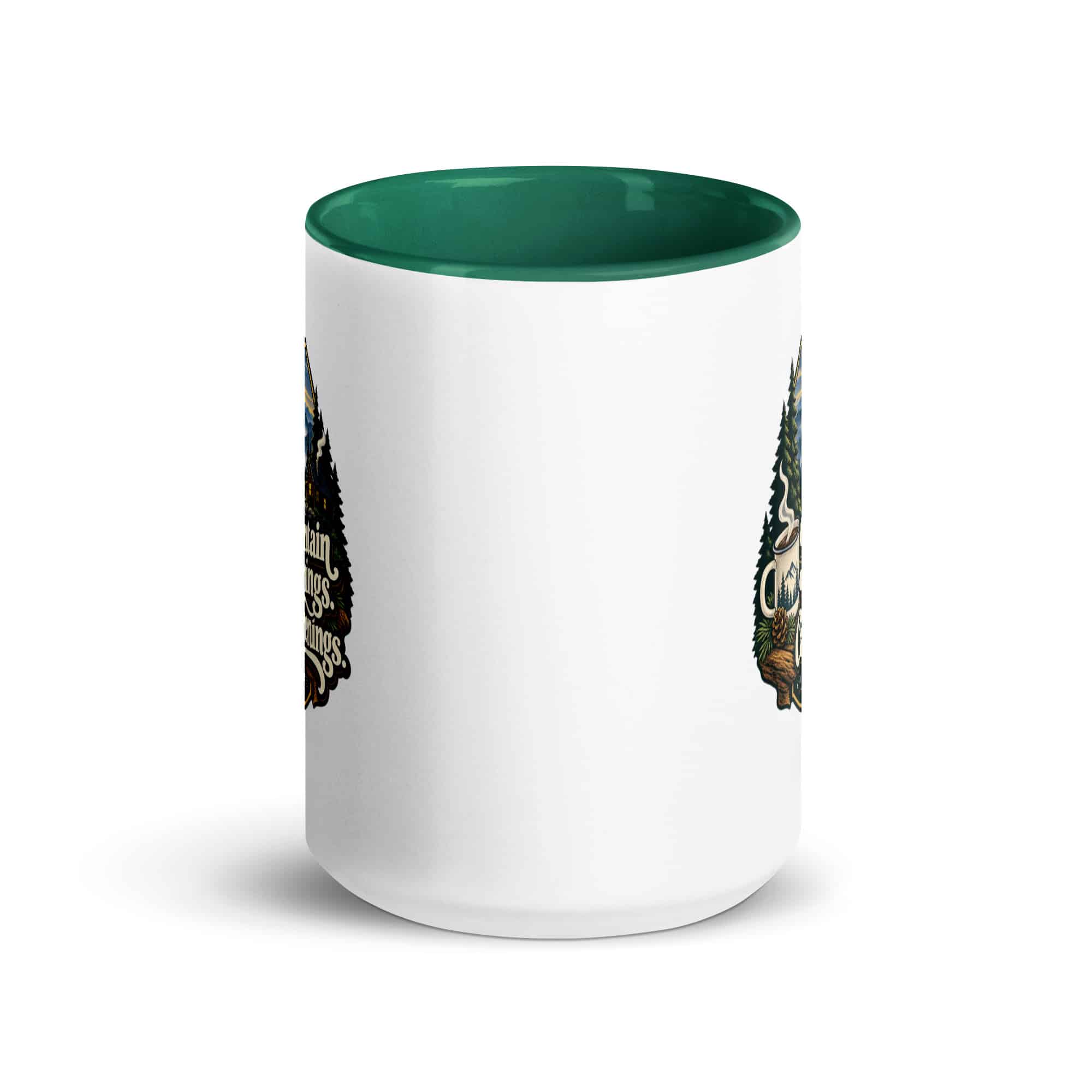 Gatlinburg and the Smokies Color Inside Coffee Mug: Mountain Mornings. Cabin Evenings, Woodland Scenic Lettering